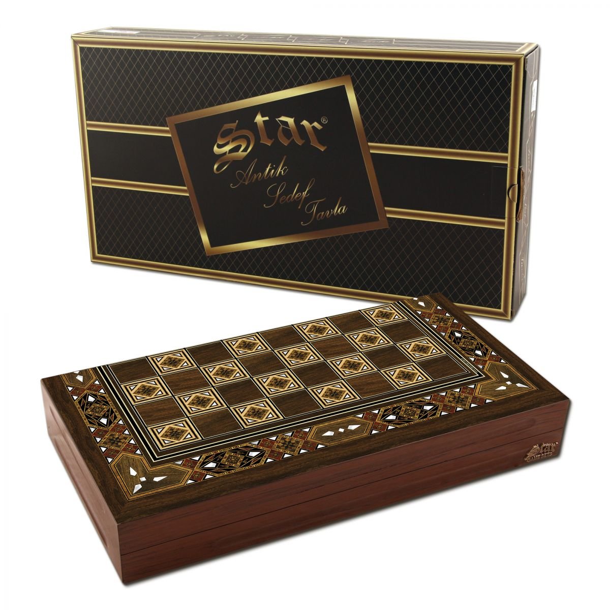 Backgammon Star Antik mini Sedef Tavla 