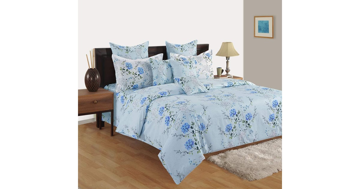 اشترِ Swayam Caramel Collection Fitted King Bedsheet, Blue, 180 X 200 X