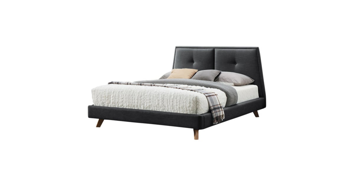 Buy Asghar Furniture Carson Upholstered Bed Charcoal Grey, Super
