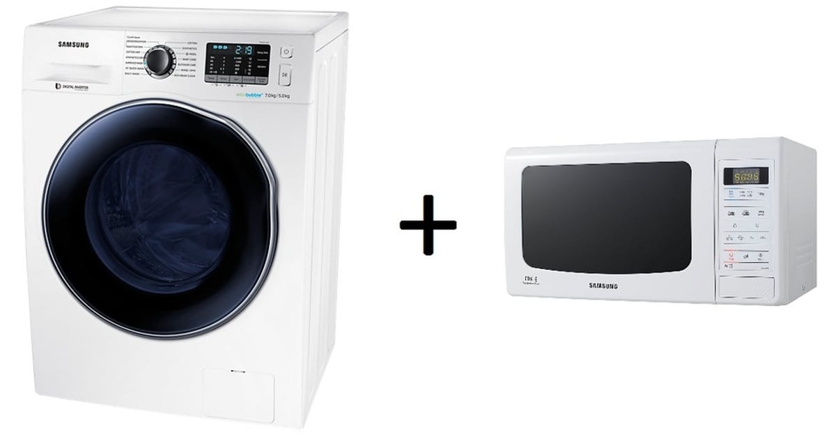 Samsung 7kg Washer & 5kg Dryer WD70J5410AW + ME733K Microwave Oven