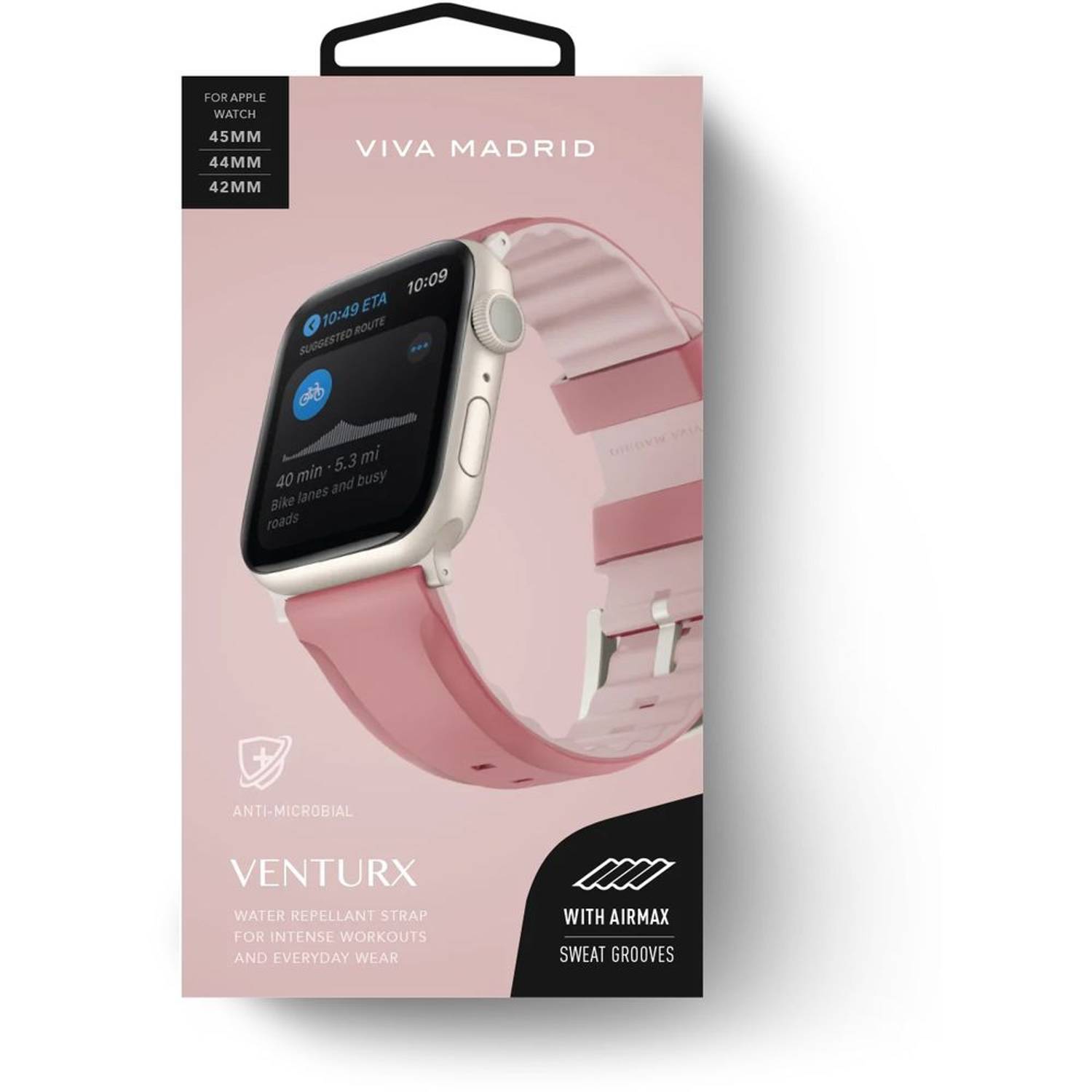 فيفا مدريد فينتركس حزام رياضي من السيليكون لساعة أبل 198 مم وردي فيفا مدريد فينتركس حزام رياضي من السيليكون لساعة أبل 198 مم وردي