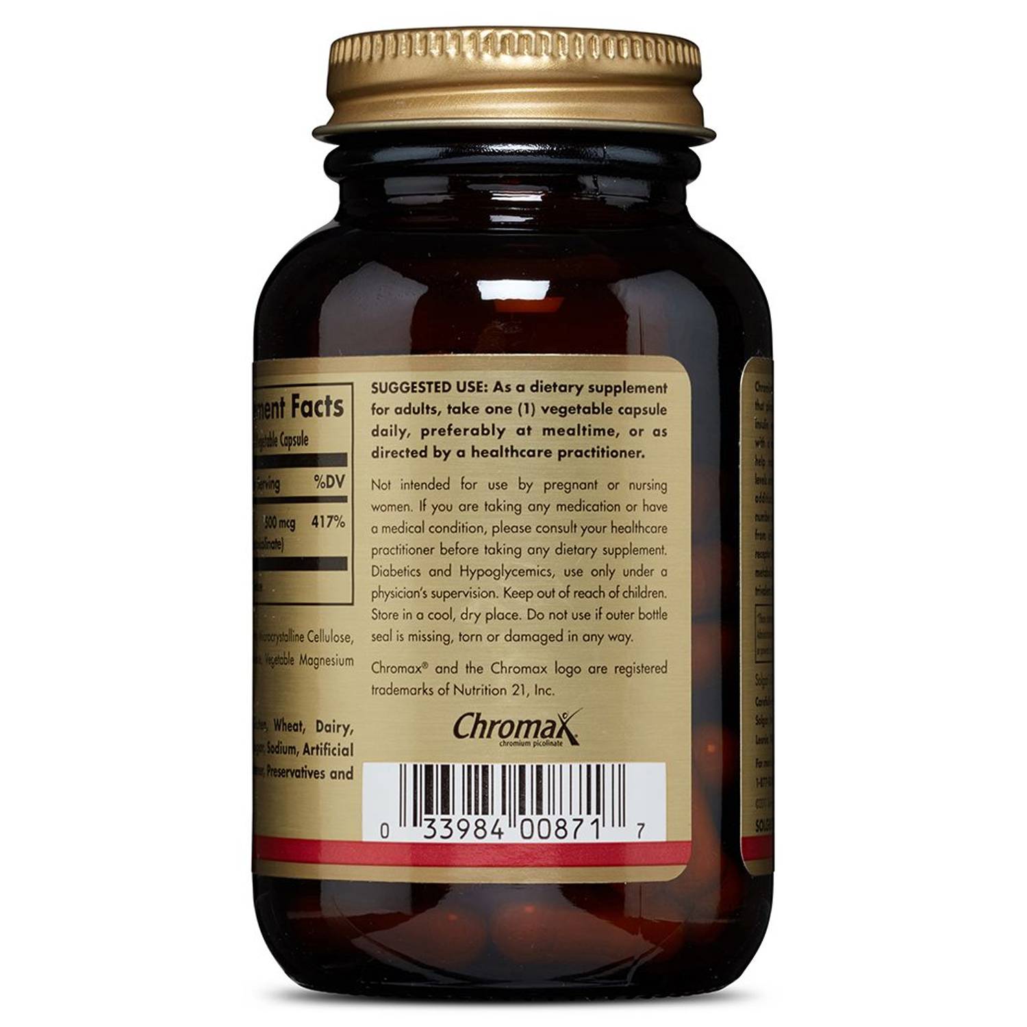 Solgar Chromium Picolinate 500 µg Veg Capsules Pack of 60 Solgar Chromium Picolinate 500 µg Veg Capsules Pack of 60