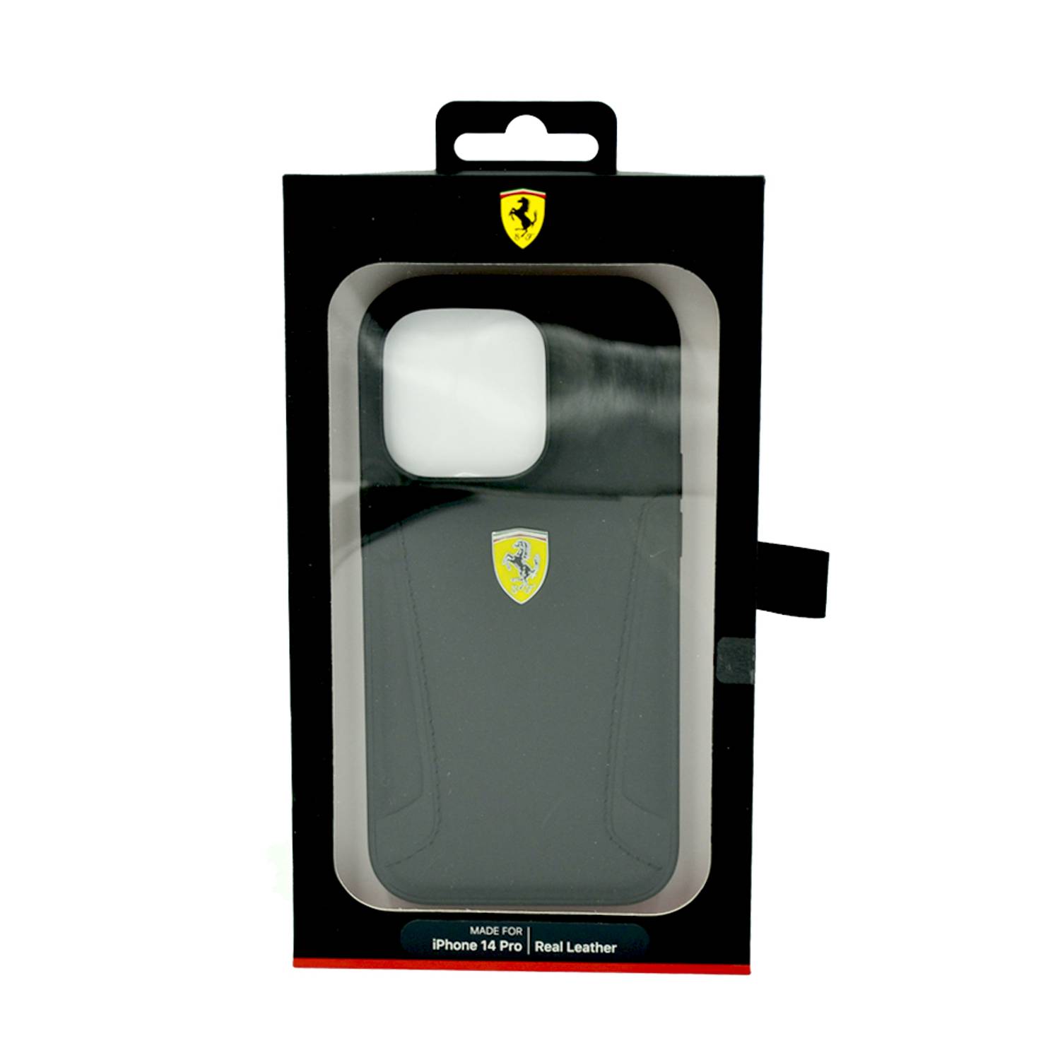 Ferrari Leather Case With Hot Stamped Sides Yellow Shield Logo For Iphone 14 Pro Black Ferrari Leather Case With Hot Stamped Sides Yellow Shield Logo For Iphone 14 Pro Black