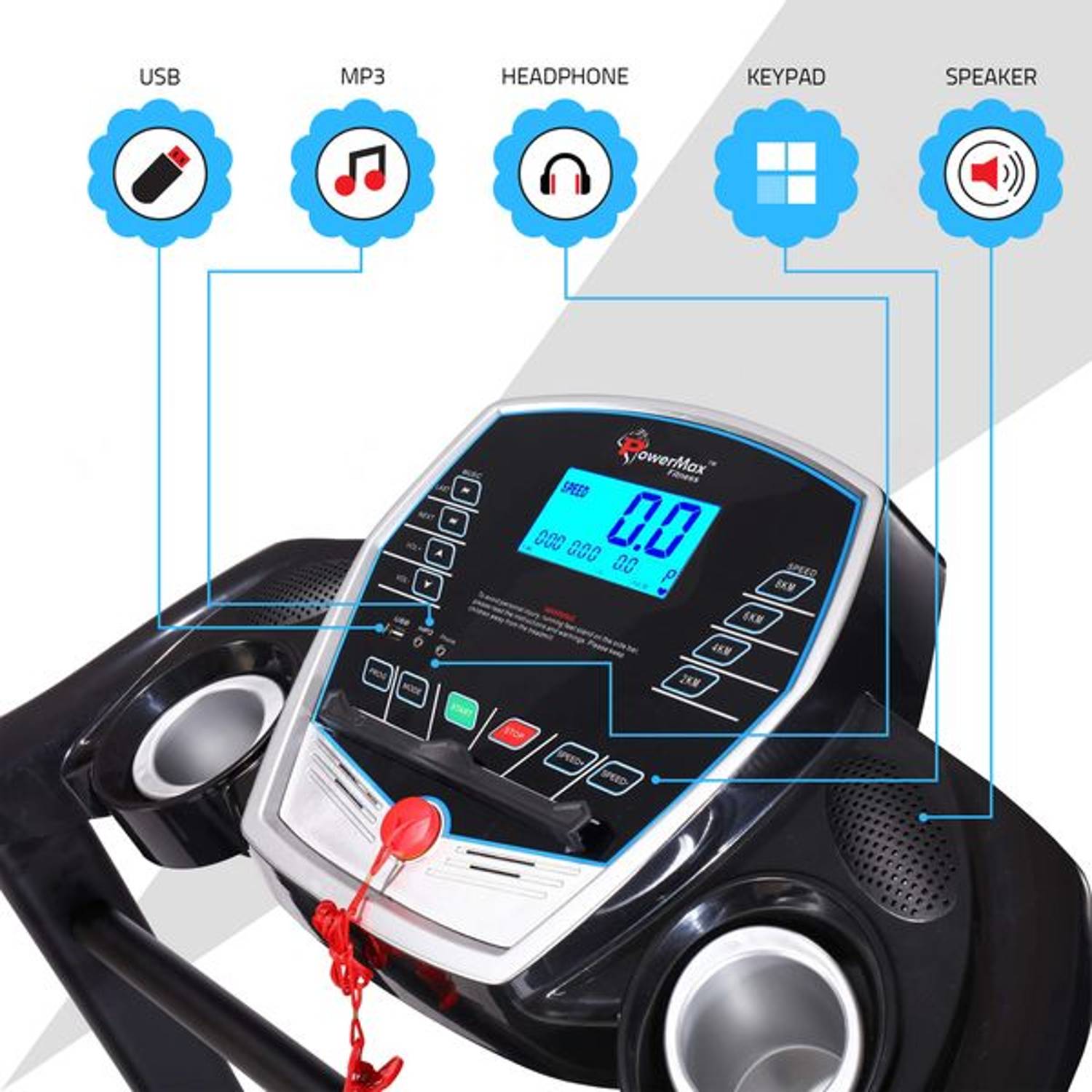 PowerMax 2.0HP, Semi-Auto Lubrication, Treadmill for Home Fitness with BMI indicator. TDM-115S PowerMax 2.0HP, Semi-Auto Lubrication, Treadmill for Home Fitness with BMI indicator. TDM-115S