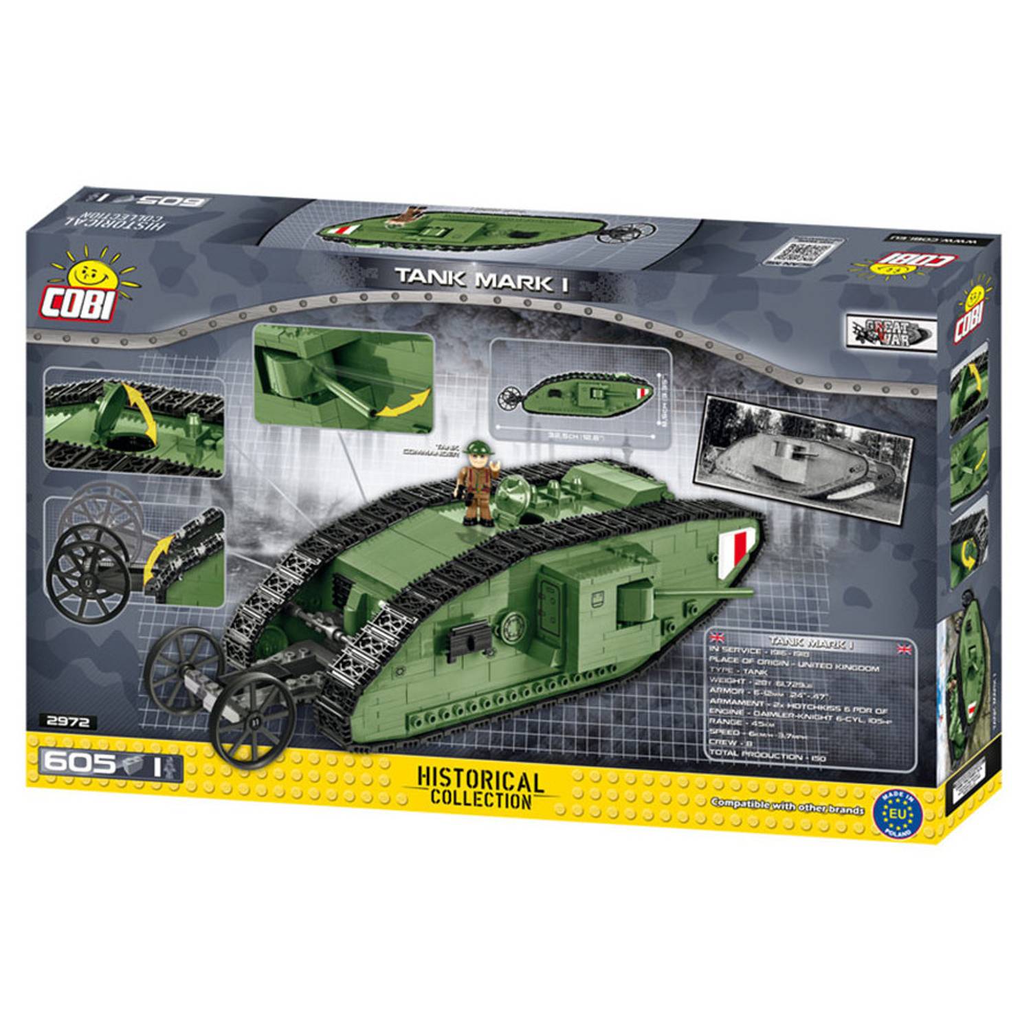 Cobi 600pcs Small Army Tank Mark I Cobi 600pcs Small Army Tank Mark I