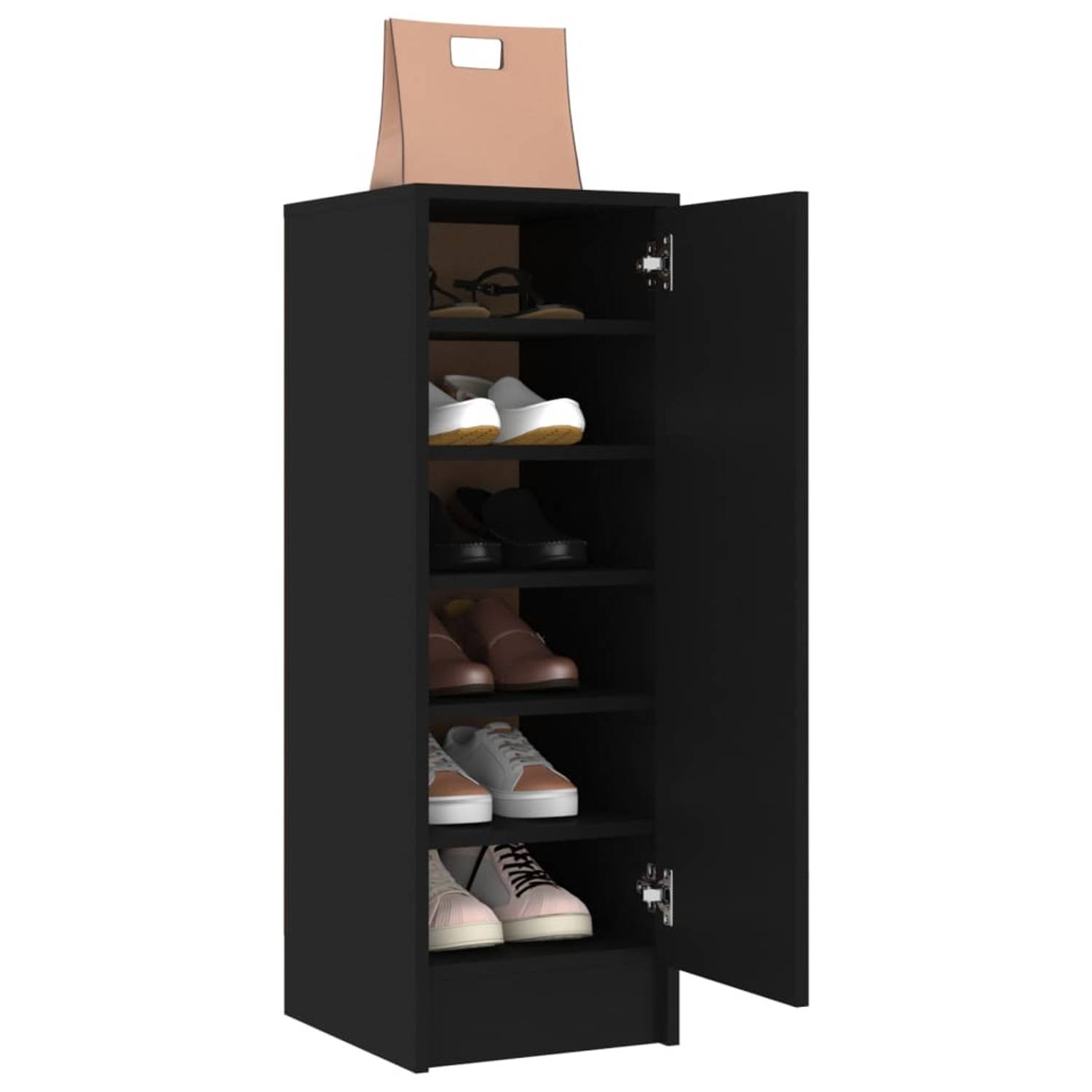 vidaXL Shoe Cabinet Black 32x35x92 cm Engineered Wood vidaXL Shoe Cabinet Black 32x35x92 cm Engineered Wood