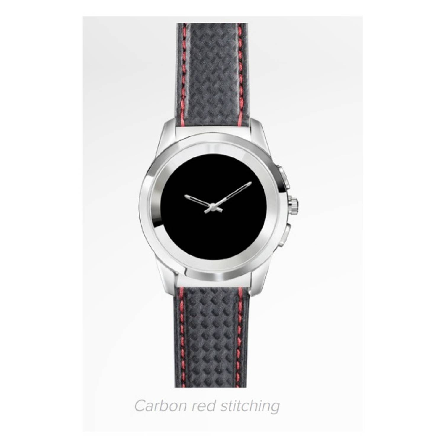 MyKronoz ZeTime Petite Premium Polished Silver/Black Carbon Red Stitching MyKronoz ZeTime Petite Premium Polished Silver/Black Carbon Red Stitching