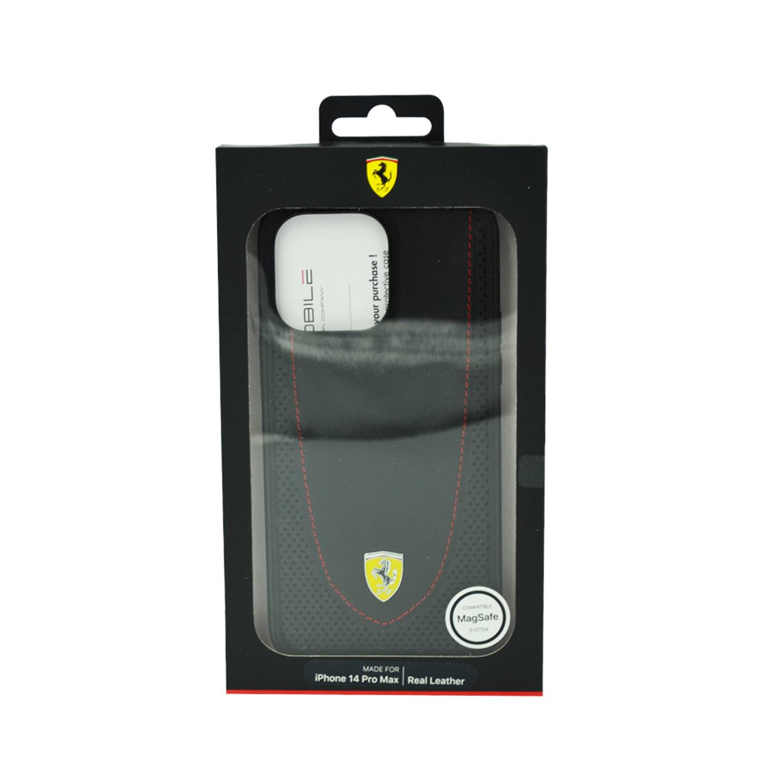 Ferrari Magsafe Leather Stitched Red Line Hard Case For Iphone 14 Pro Max Black Ferrari Magsafe Leather Stitched Red Line Hard Case For Iphone 14 Pro Max Black