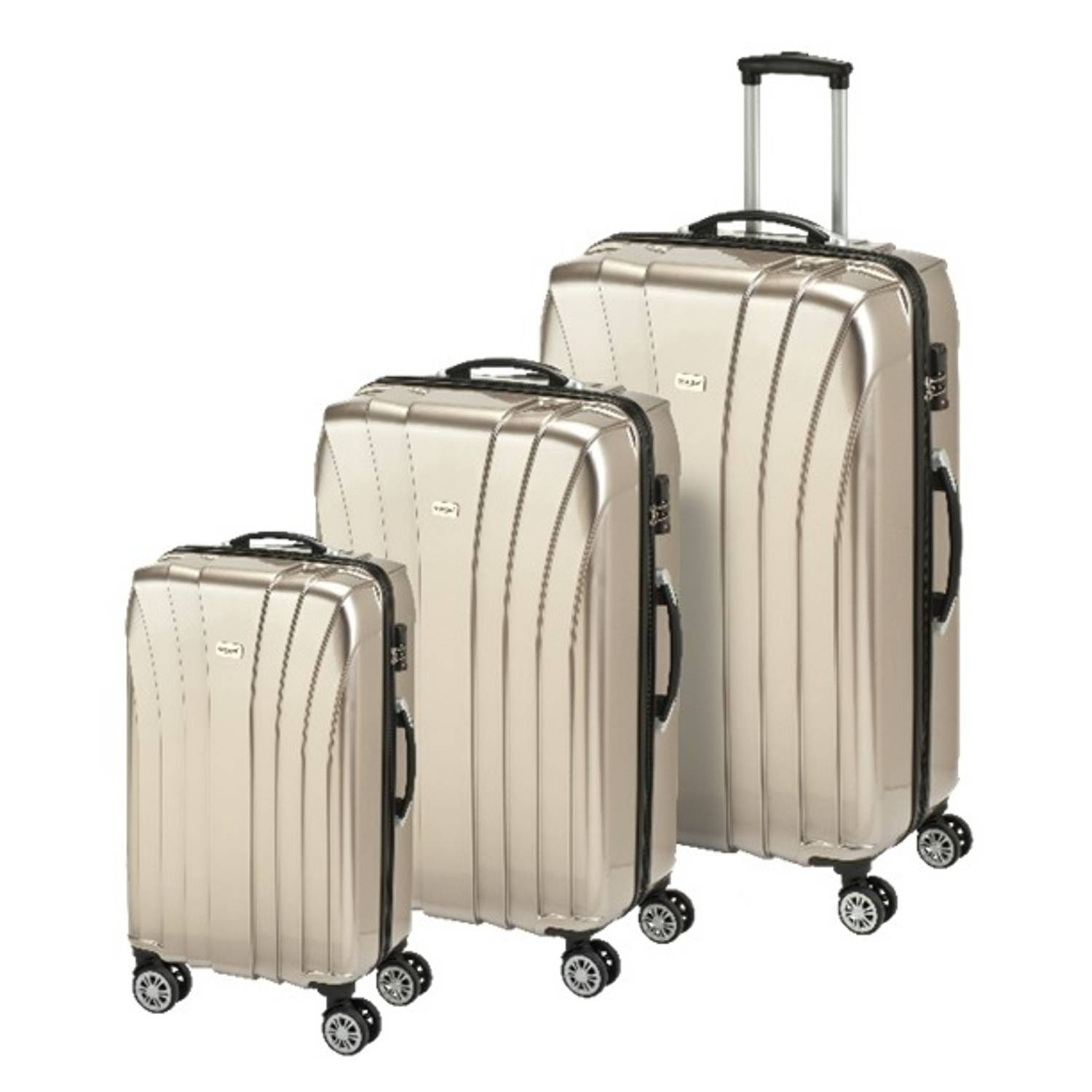 Princess Travellers JAMAICA Luggage Trolley Bag Gold Set Of 3 Princess Travellers JAMAICA Luggage Trolley Bag Gold Set Of 3