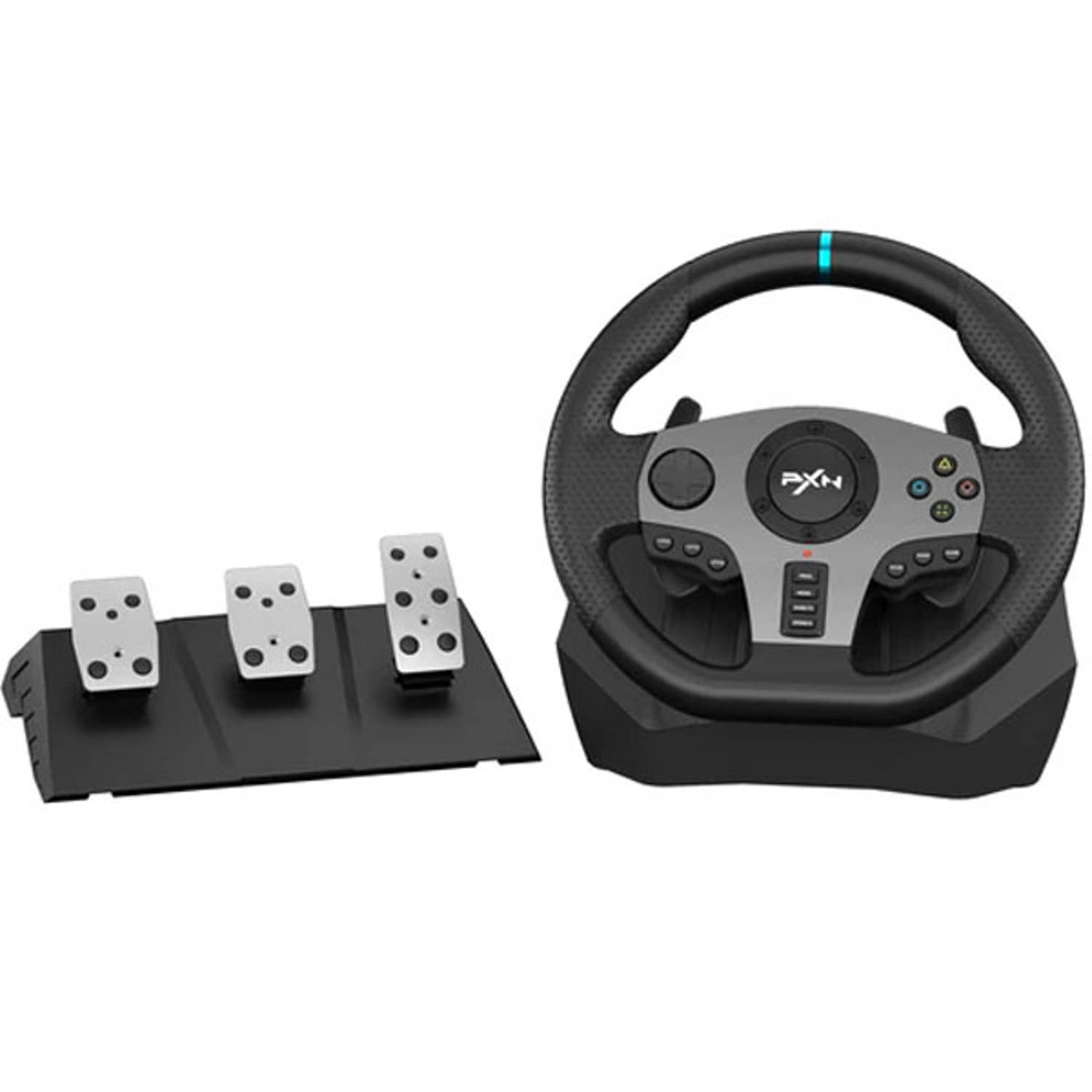 PXN Race Sterring Wheel With 3 Pedals and Gear Shifter Black PXN Race Sterring Wheel With 3 Pedals and Gear Shifter Black