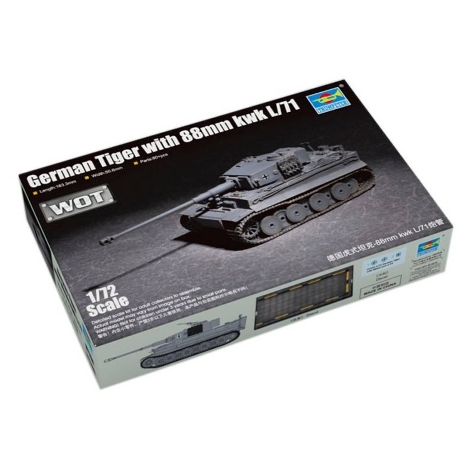 Trumpeter German Tiger With 88Mm Kwk L/71 1/72 Trumpeter German Tiger With 88Mm Kwk L/71 1/72