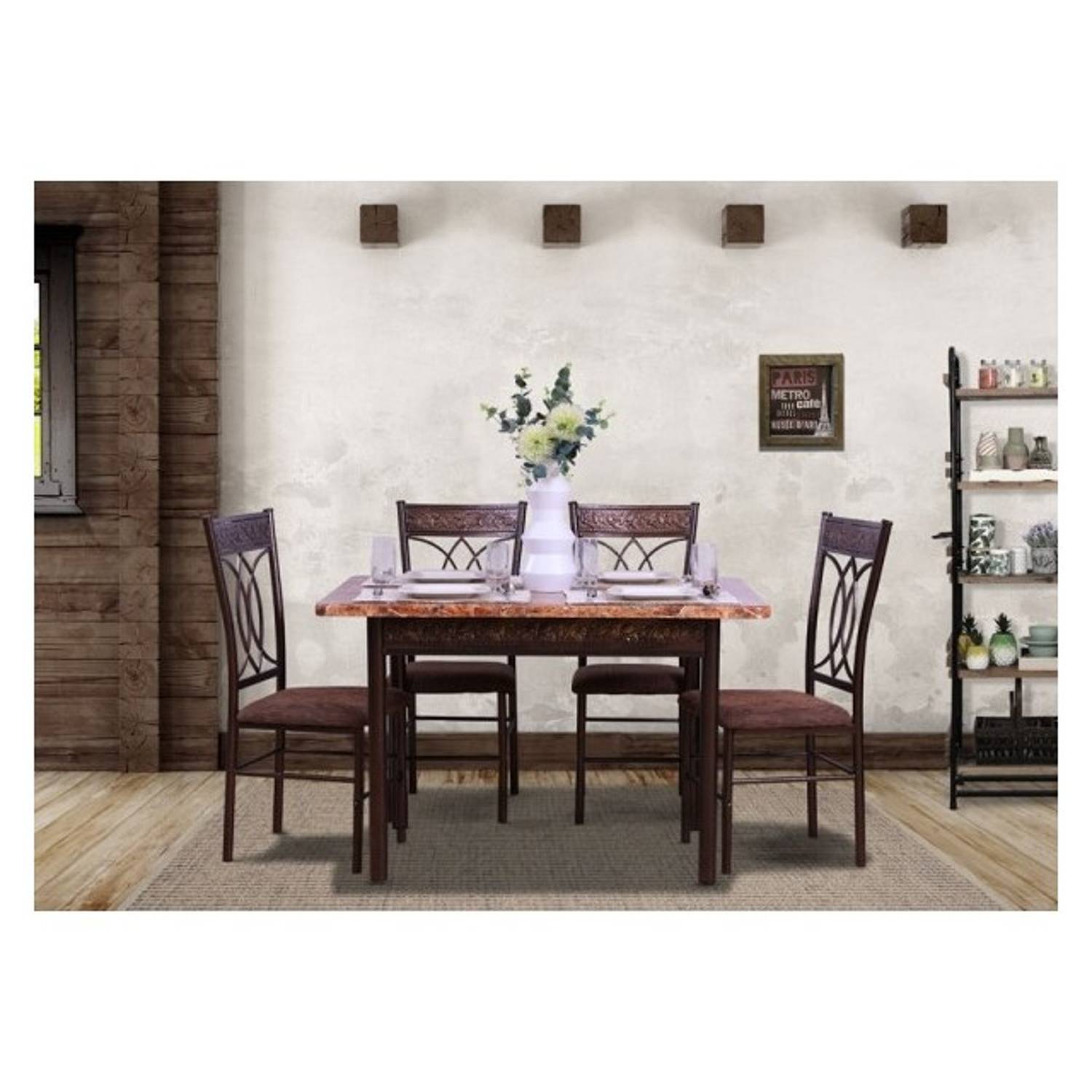 Pan Emirates Spenio Dining Set (1+4) Brown Pan Emirates Spenio Dining Set (1+4) Brown