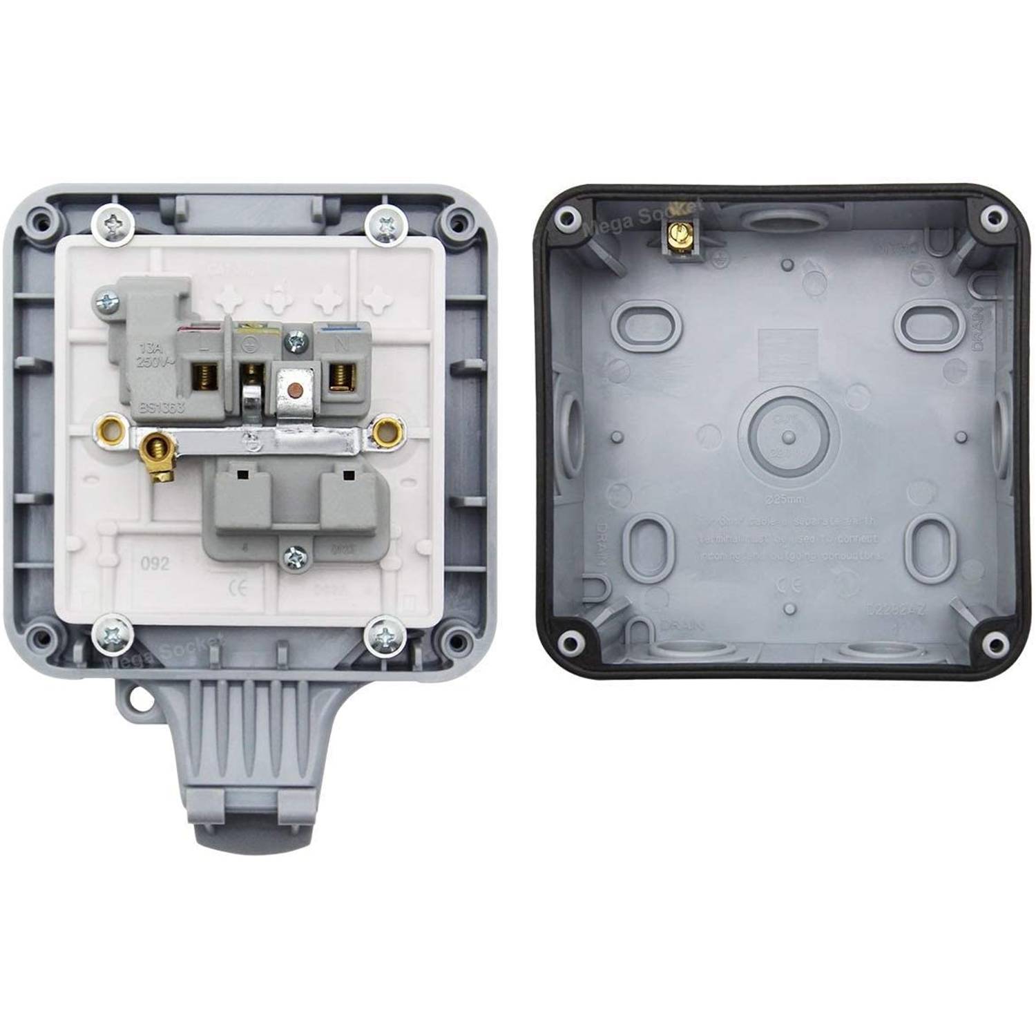 مقبس فردي مقاوم للماء من لافيش في الهواء الطلق ، منافذ كهربائية لجدار العرض ، أغطية مقابس بتبديل ip66 ، صندوق مقبس مقبس مقاوم للماء للجدار الخارجي 13a (مقبس فردي) مقبس فردي مقاوم للماء من لافيش في الهواء الطلق ، منافذ كهربائية لجدار العرض ، أغطية مقابس بتبديل ip66 ، صندوق مقبس مقبس مقاوم للماء للجدار الخارجي 13a (مقبس فردي)