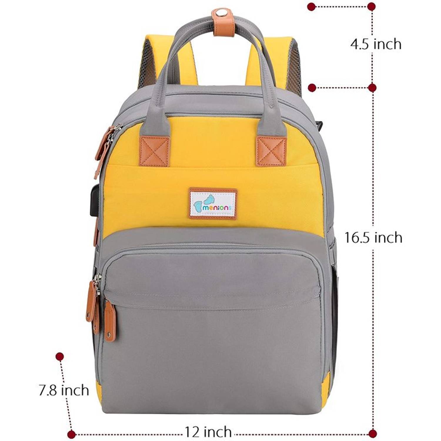Menions Baby Diaper Changing Back Pack Grey Yellow Menions Baby Diaper Changing Back Pack Grey Yellow