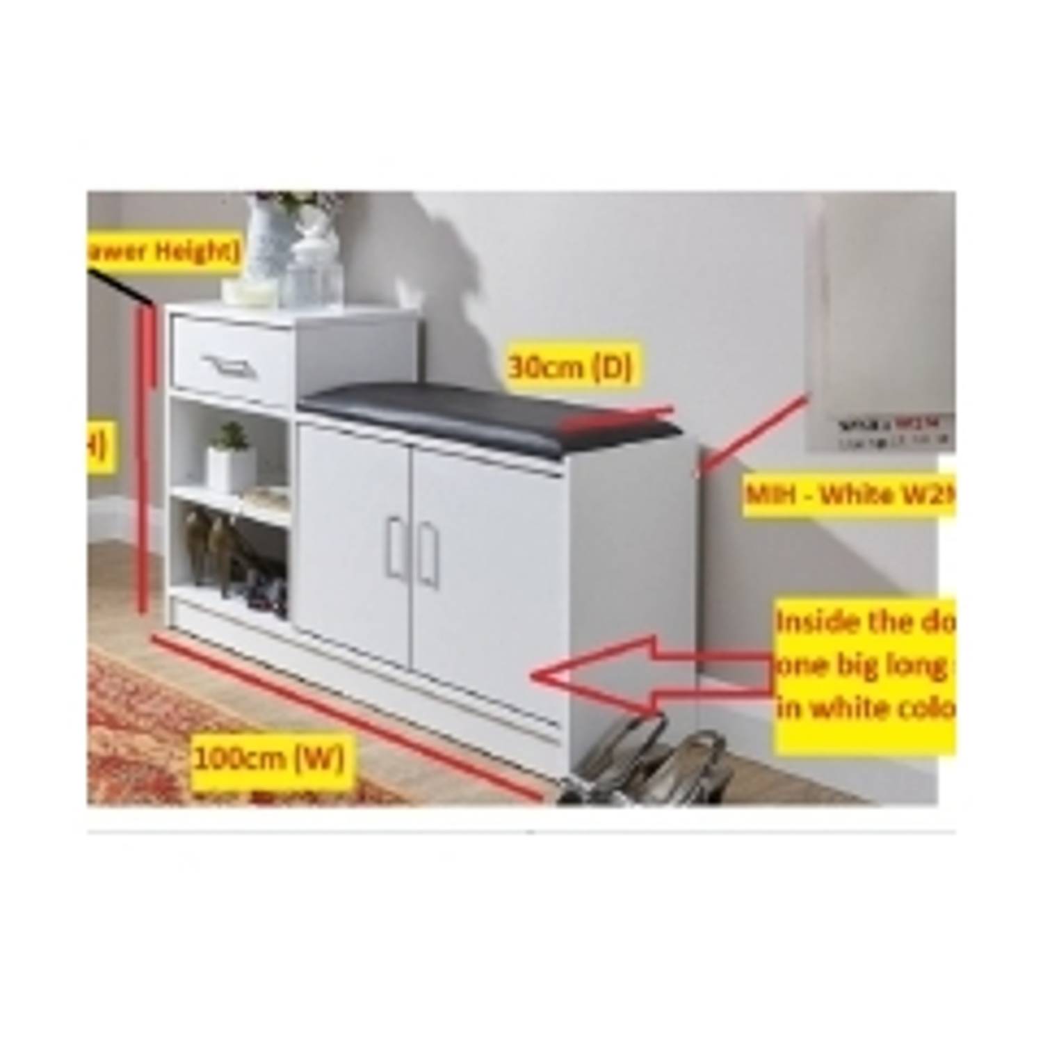 Hallway Shoe Bench with Seat (White) Hallway Shoe Bench with Seat (White)