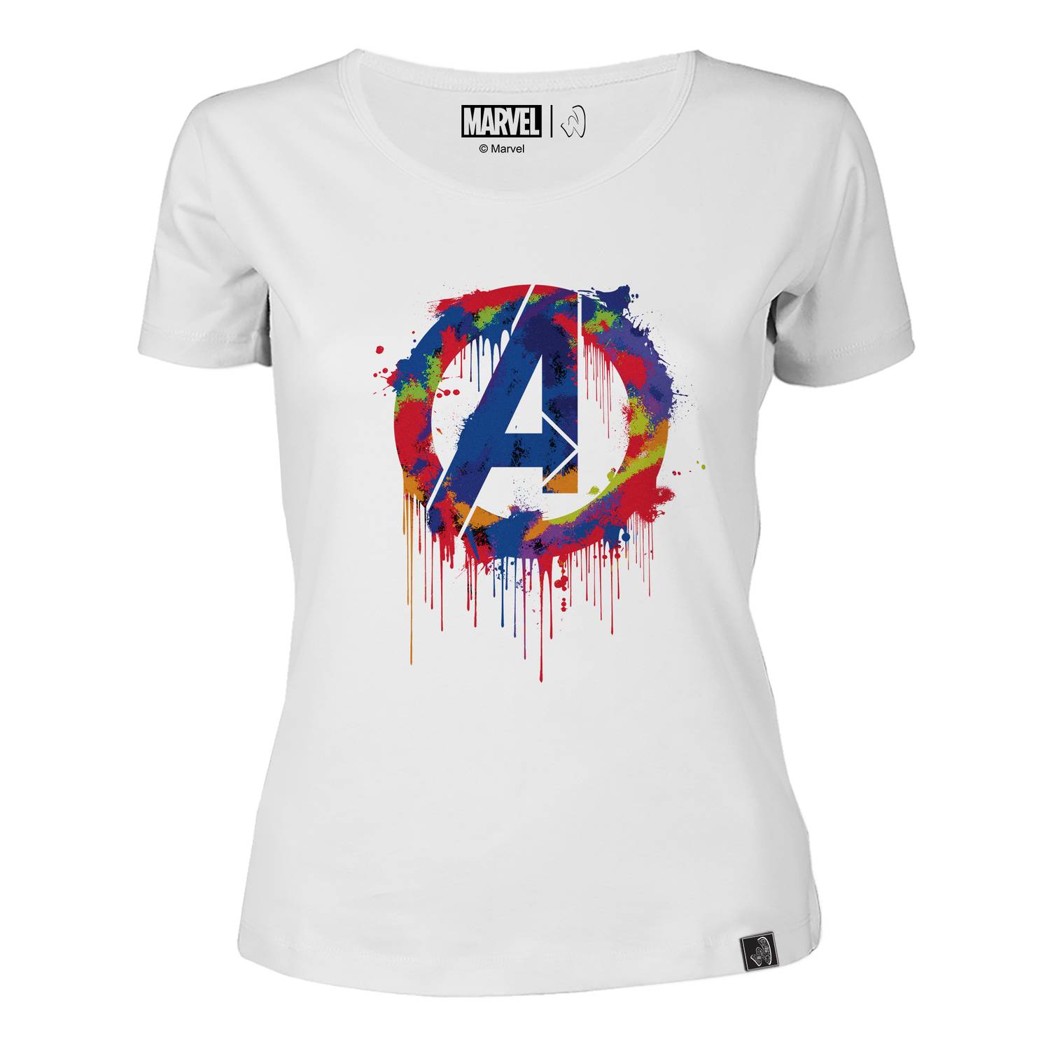 Marvel Avengers Logo Women's Round Neck T-shirt White Large Marvel Avengers Logo Women's Round Neck T-shirt White Large