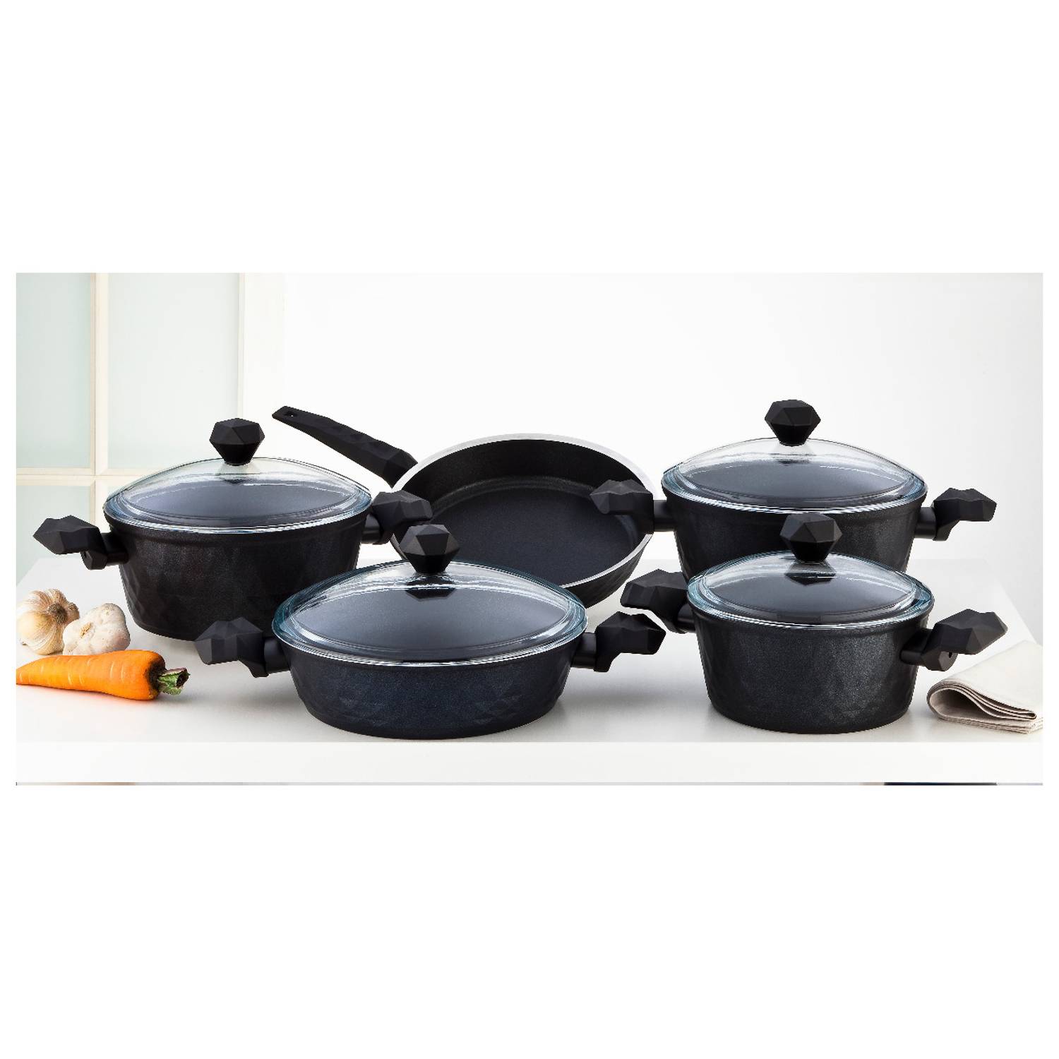 Falez Bio-Diamond 9pcs Cookware Set Falez Bio-Diamond 9pcs Cookware Set