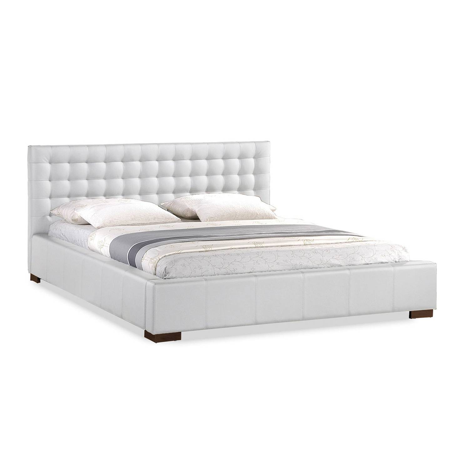 Madison Modern Bed with Upholstered Faux Leather Super King Bed without Mattress Beige Madison Modern Bed with Upholstered Faux Leather Super King Bed without Mattress Beige