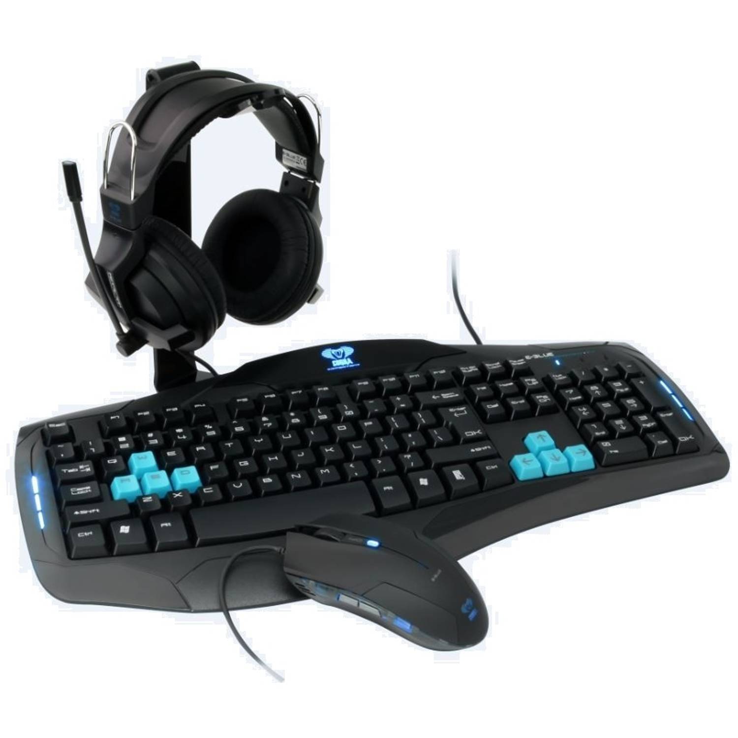 Eblue EKM828BK Cobra Professional Gaming Headset W/Keyboard & Mouse Black Eblue EKM828BK Cobra Professional Gaming Headset W/Keyboard & Mouse Black