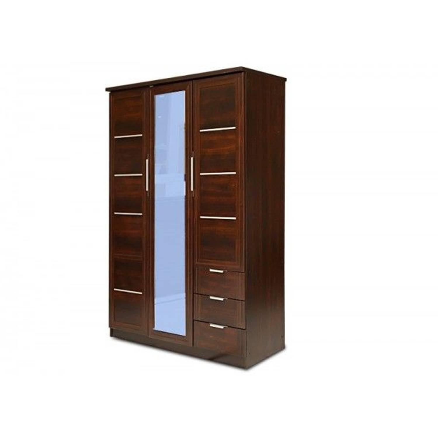 Pan Emirates Howrah 3 Door Wardrobe With Mirror Walnut Pan Emirates Howrah 3 Door Wardrobe With Mirror Walnut