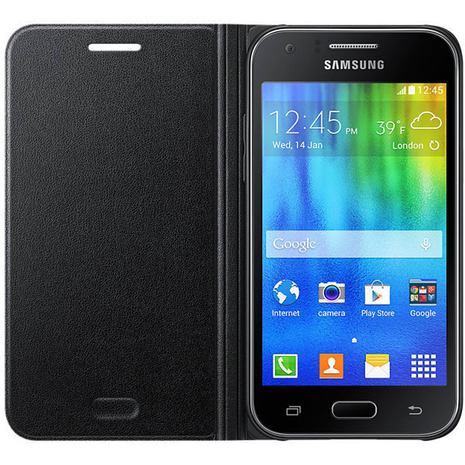 Samsung EFWJ120PBEGWW Flip Wallet Cover Black For Galaxy J1 2016 Samsung EFWJ120PBEGWW Flip Wallet Cover Black For Galaxy J1 2016