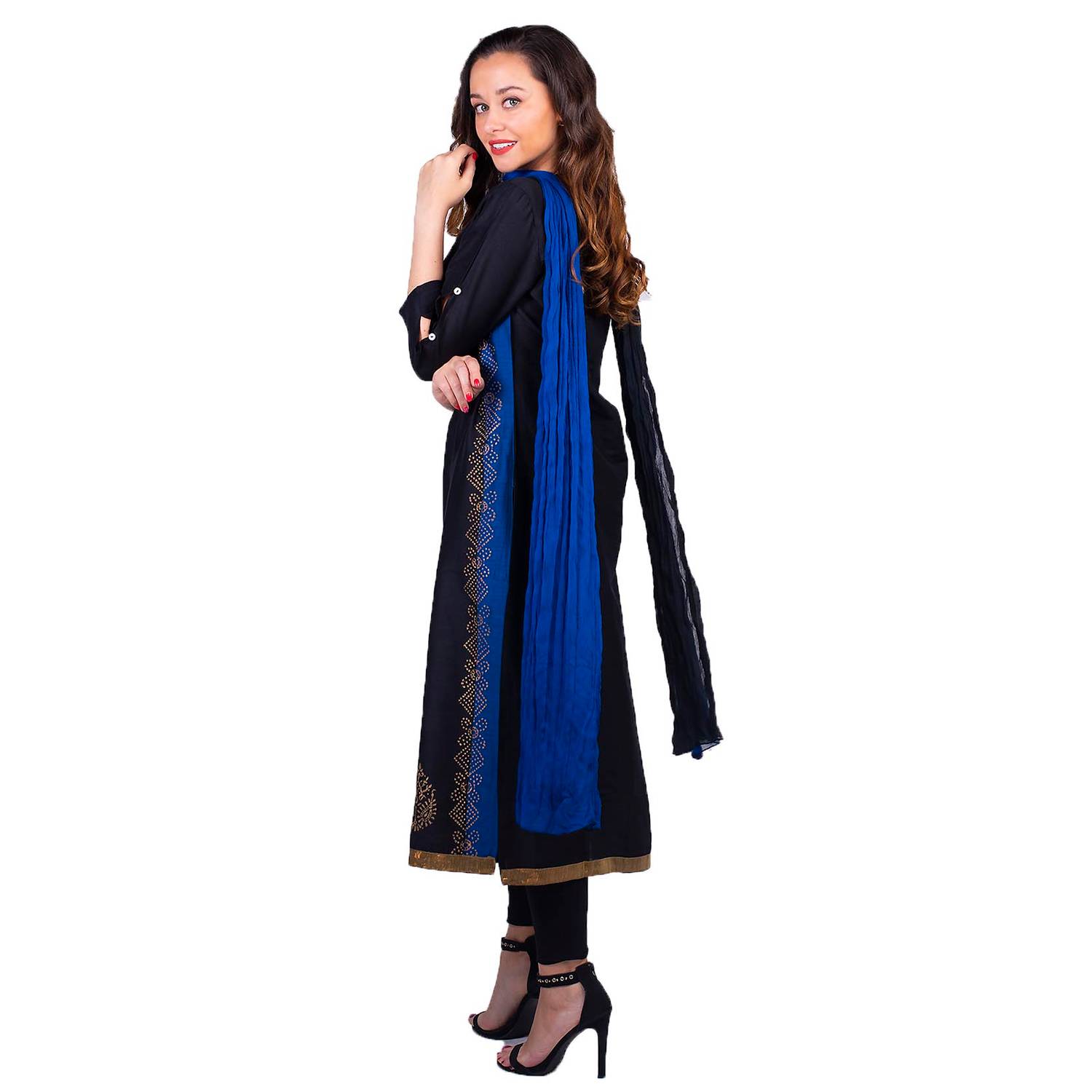 IMARA Black & Blue Kurta Set Size XL IMARA Black & Blue Kurta Set Size XL