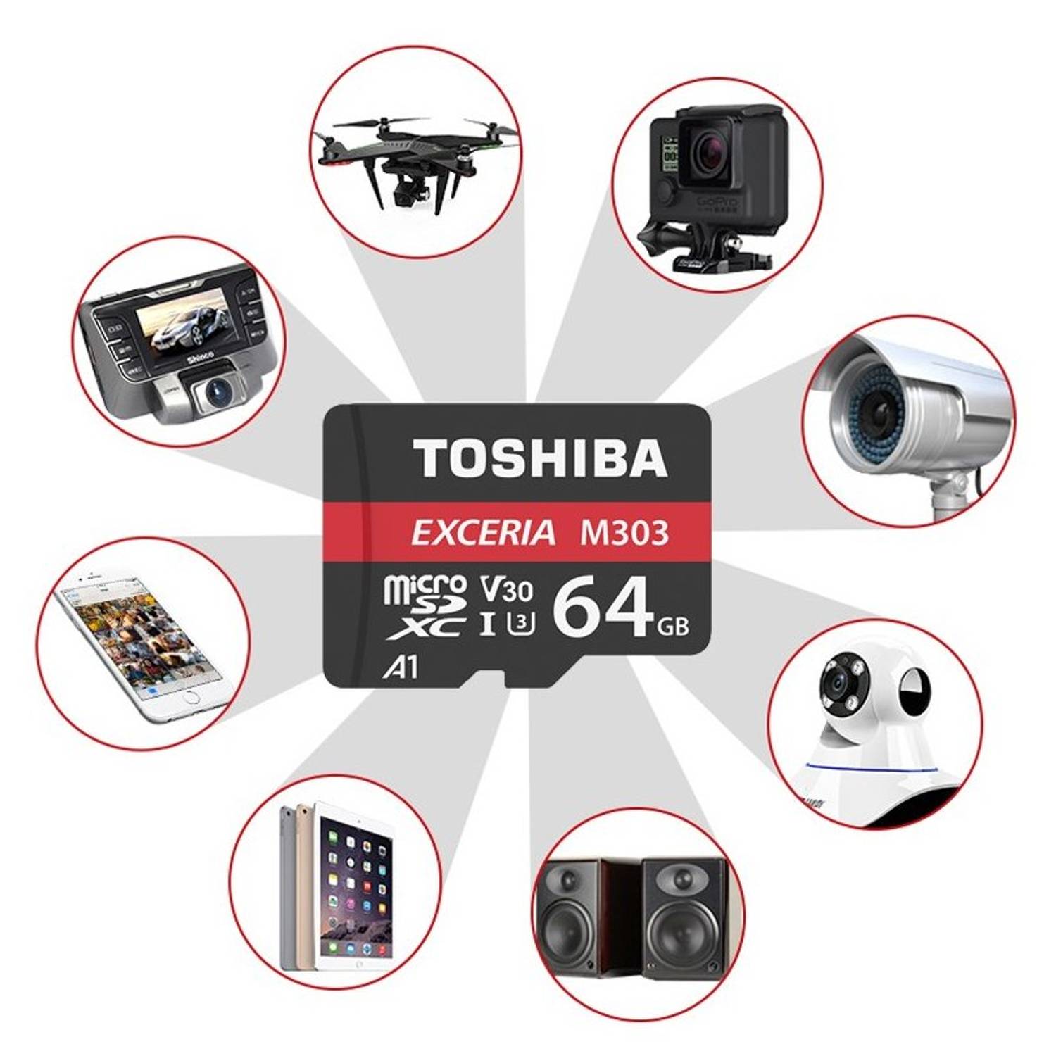 Toshiba 64GB EXCERIA M303 microSD UHS-I U3 Class10 V30 A1 micro SD Card 98MB/s Toshiba 64GB EXCERIA M303 microSD UHS-I U3 Class10 V30 A1 micro SD Card 98MB/s