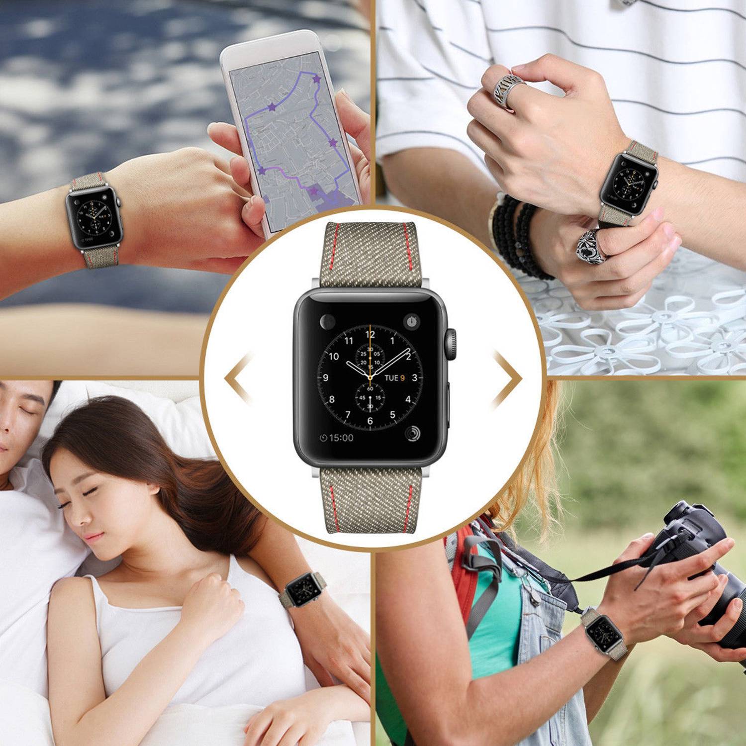 Amerteer Apple watch Band Compatible with Apple Watch Series 1/2/3/4/5/6 Grey 38/40mm Amerteer Apple watch Band Compatible with Apple Watch Series 1/2/3/4/5/6 Grey 38/40mm