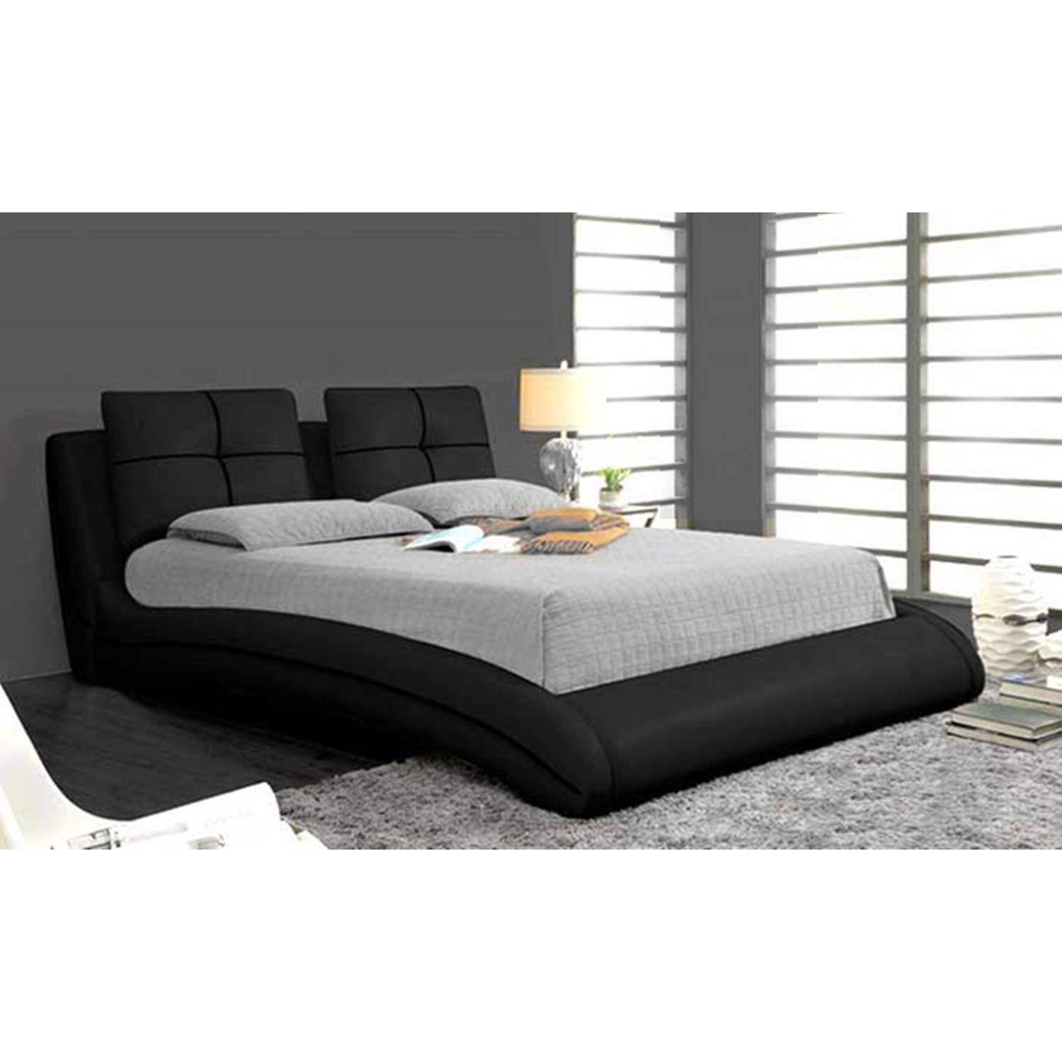 Upholstered Curved Bed Frame Super King Without Mattress Black Upholstered Curved Bed Frame Super King Without Mattress Black