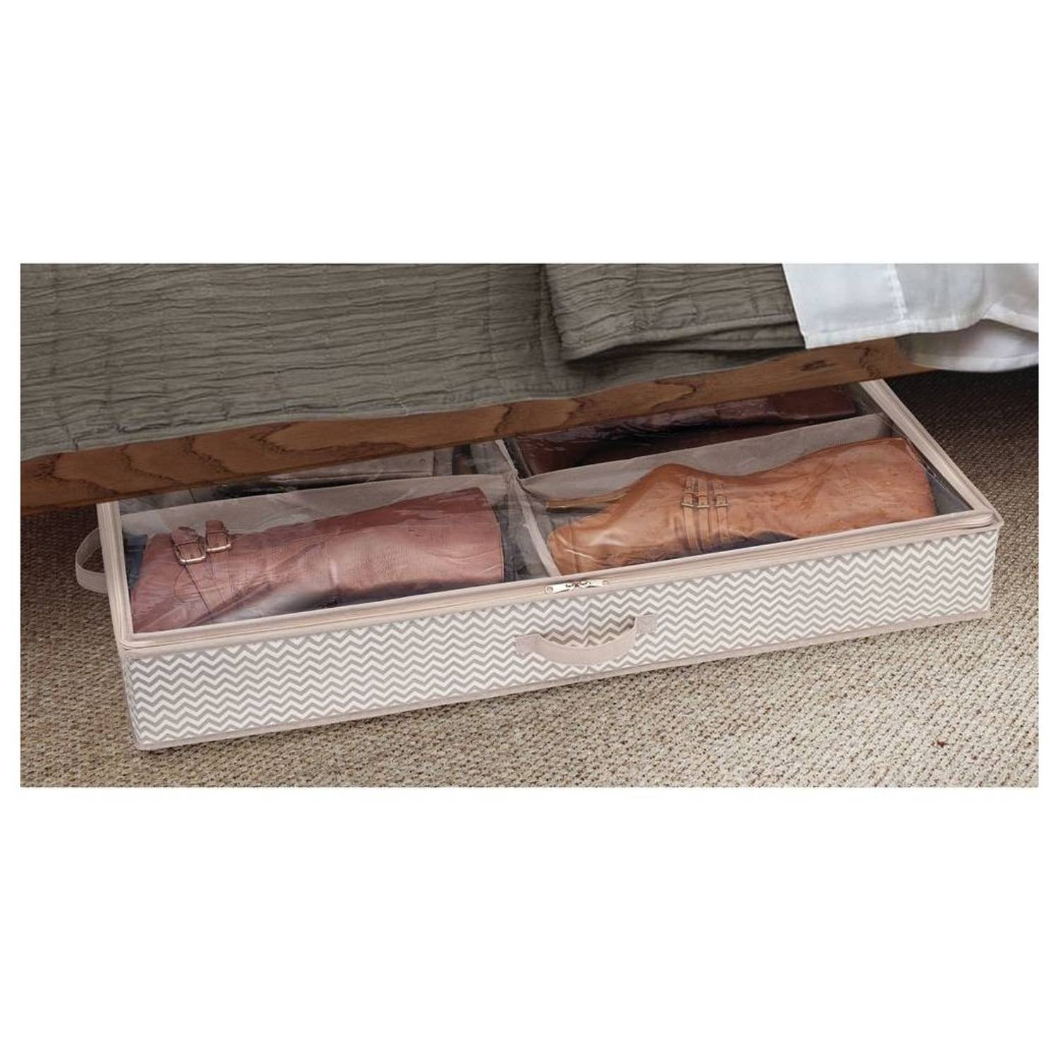 InterDesign Axis Non-Woven Fabric Under Bed Boot Storage Organizer – 4 Compartments, Taupe/Natural ID05331ES InterDesign Axis Non-Woven Fabric Under Bed Boot Storage Organizer – 4 Compartments, Taupe/Natural ID05331ES