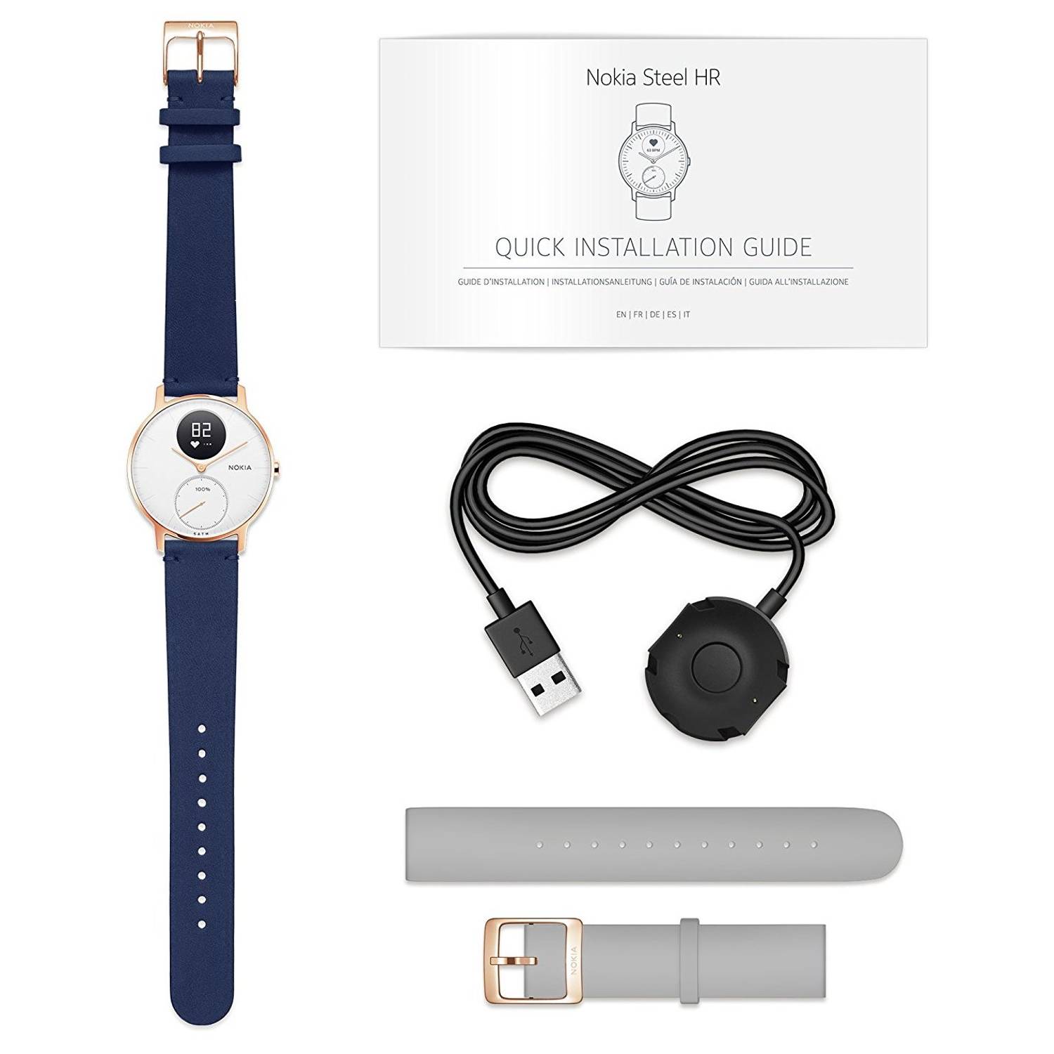 Nokia HWA03 Steel HR Watch 36mm White/Blue Nokia HWA03 Steel HR Watch 36mm White/Blue