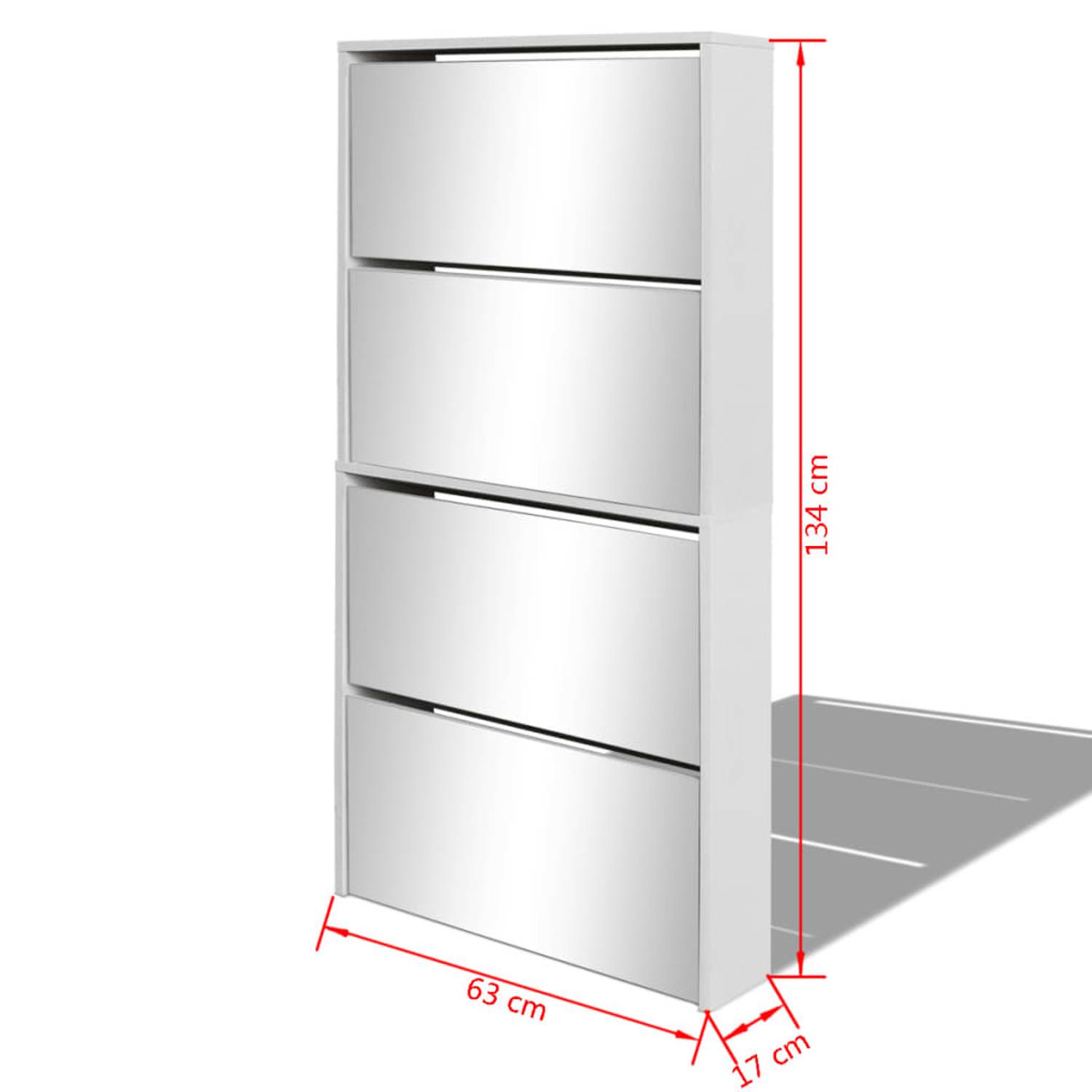vidaXL Shoe Cabinet 4-Layer Mirror White 63x17x134 cm vidaXL Shoe Cabinet 4-Layer Mirror White 63x17x134 cm