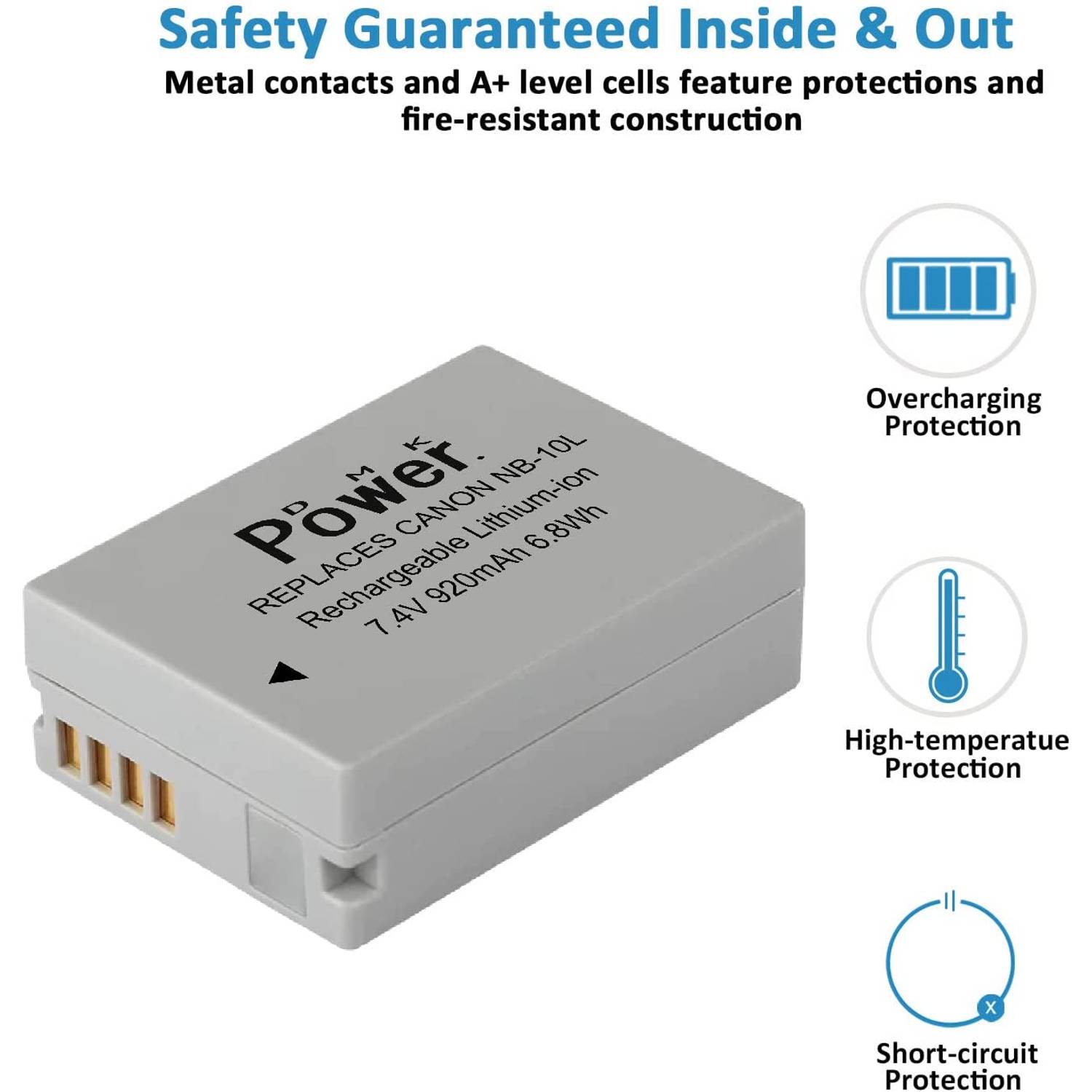 DMK Power NB-10L Battery Compatible with Canon PowerShot G1 X, G3-X, G15, G16, SX40 HS, SX50 HS, SX60 HS Digital Camera DMK Power NB-10L Battery Compatible with Canon PowerShot G1 X, G3-X, G15, G16, SX40 HS, SX50 HS, SX60 HS Digital Camera