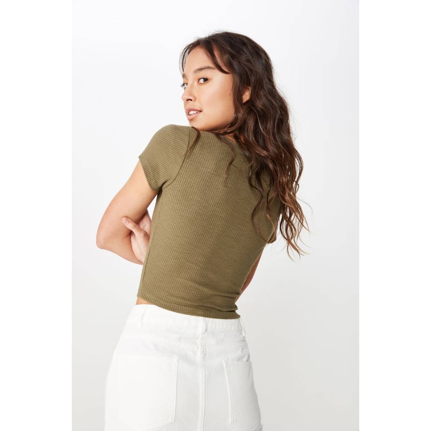 Cotton On Lylah Henley Short Sleeve Top Green Small Cotton On Lylah Henley Short Sleeve Top Green Small