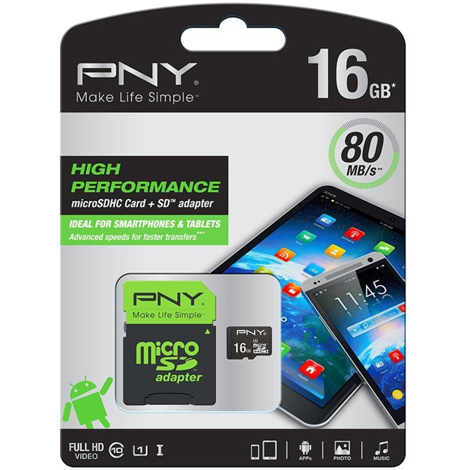 PNY SDU32G10HIGPER80EF 80MB/s High Performance Micro SDHC Card 32GB PNY SDU32G10HIGPER80EF 80MB/s High Performance Micro SDHC Card 32GB