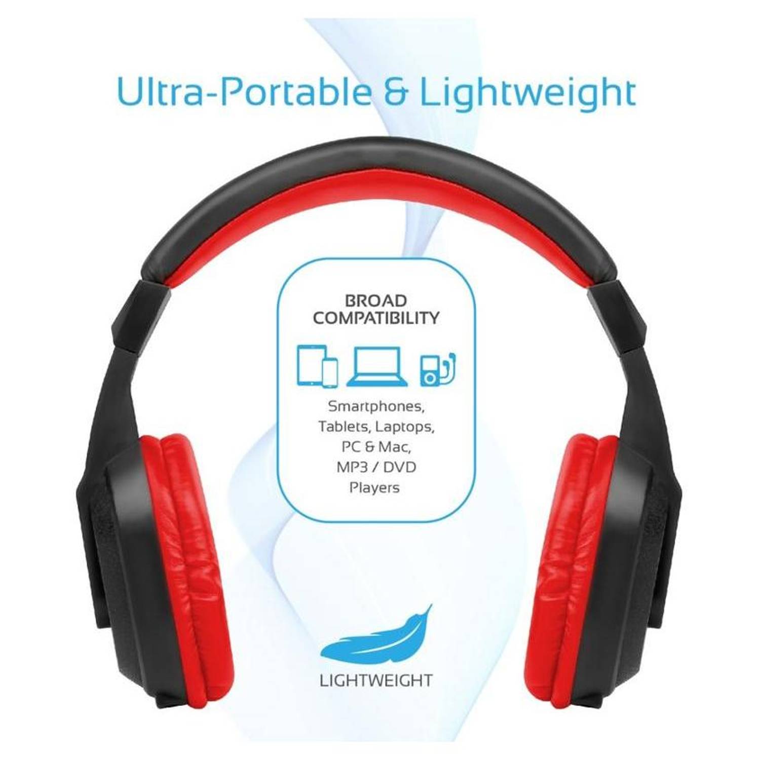 Promate Rechargeable Over-Ear Wireless Stereo Headset with Hi-Fi Sound Red Promate Rechargeable Over-Ear Wireless Stereo Headset with Hi-Fi Sound Red