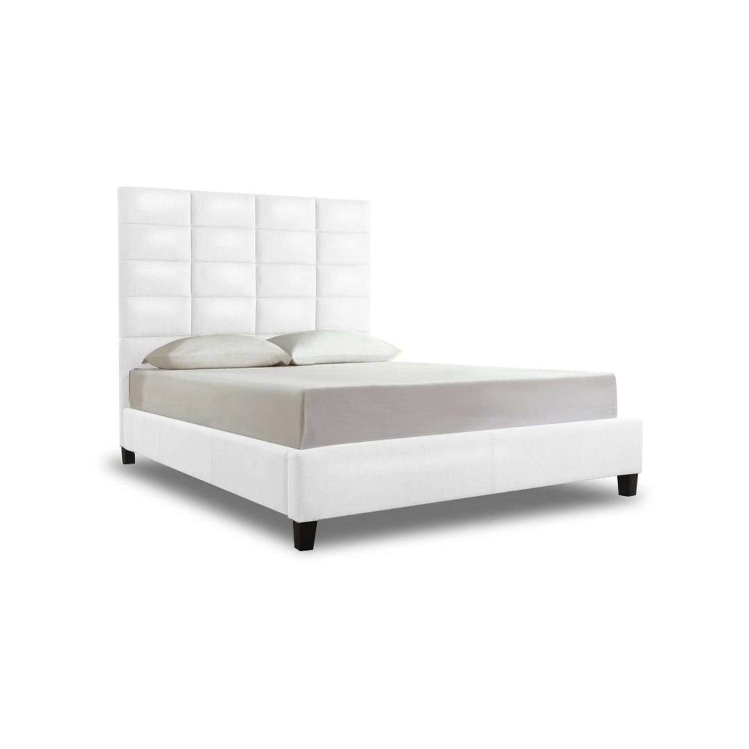 Luxurious Classic High-Profile Upholstered Bed Super King with Mattress White Luxurious Classic High-Profile Upholstered Bed Super King with Mattress White