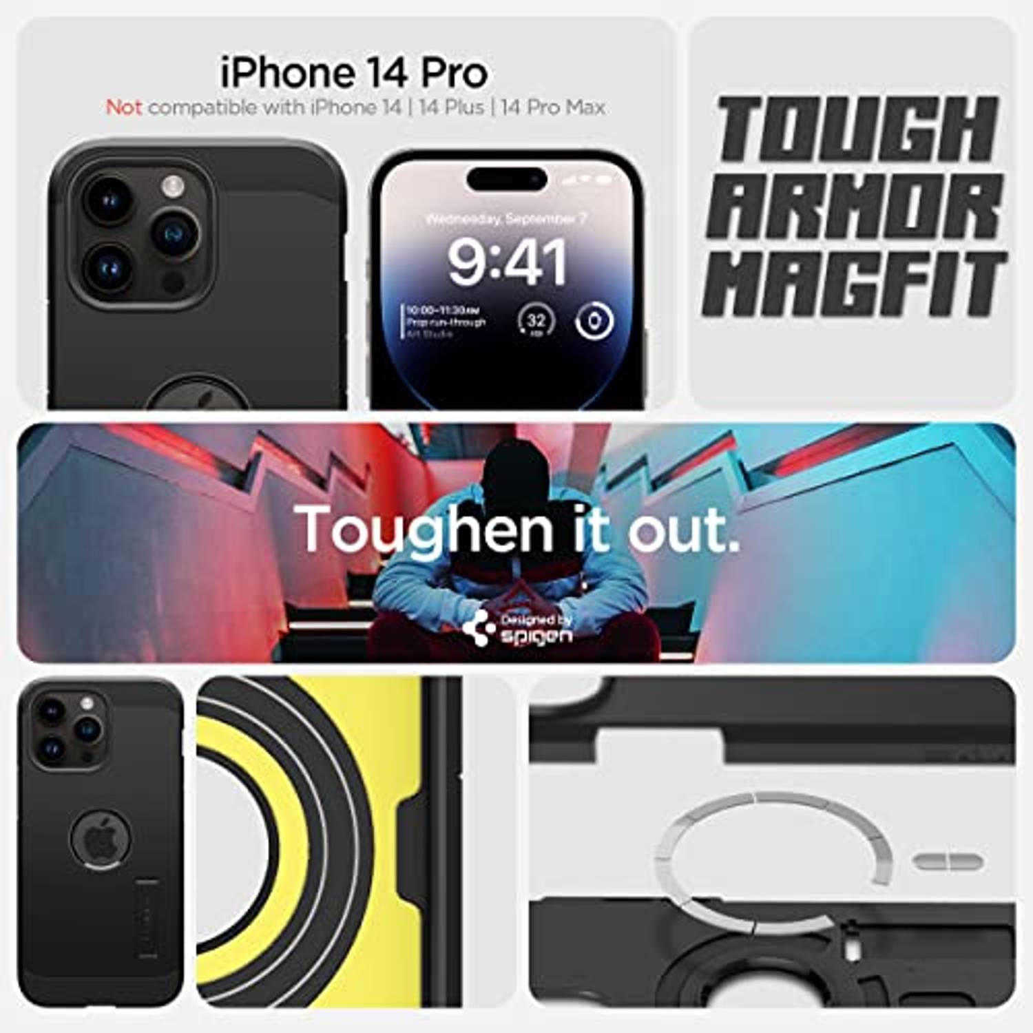 Spigen Tough Armor (MagFit) compatible with MagSafe designed for iPhone 14 PRO case cover (2022) - Black Spigen Tough Armor (MagFit) compatible with MagSafe designed for iPhone 14 PRO case cover (2022) - Black