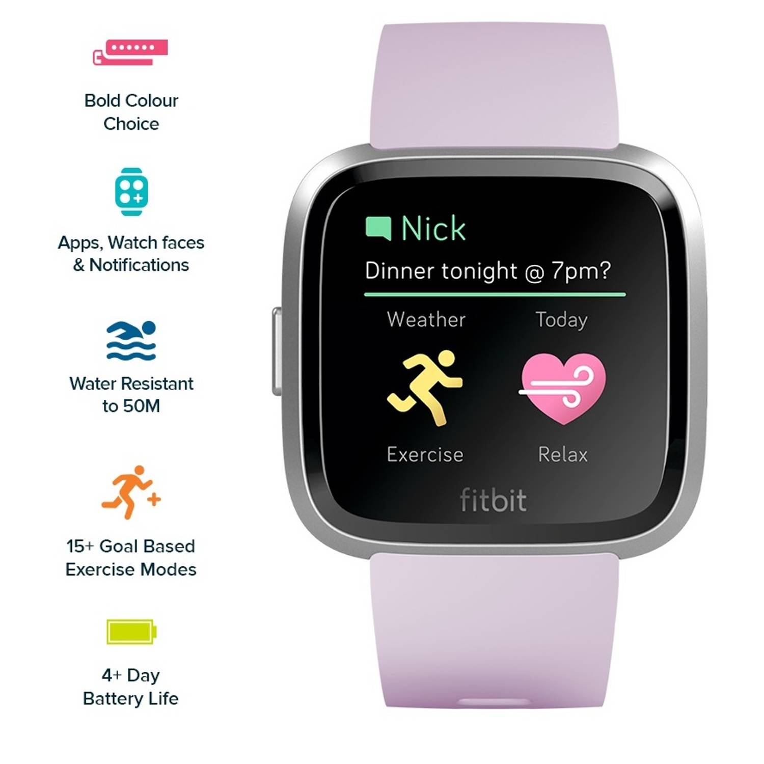 Fitbit Versa Lite Edition Smart Watch - Lilac/Silver Aluminum Fitbit Versa Lite Edition Smart Watch - Lilac/Silver Aluminum