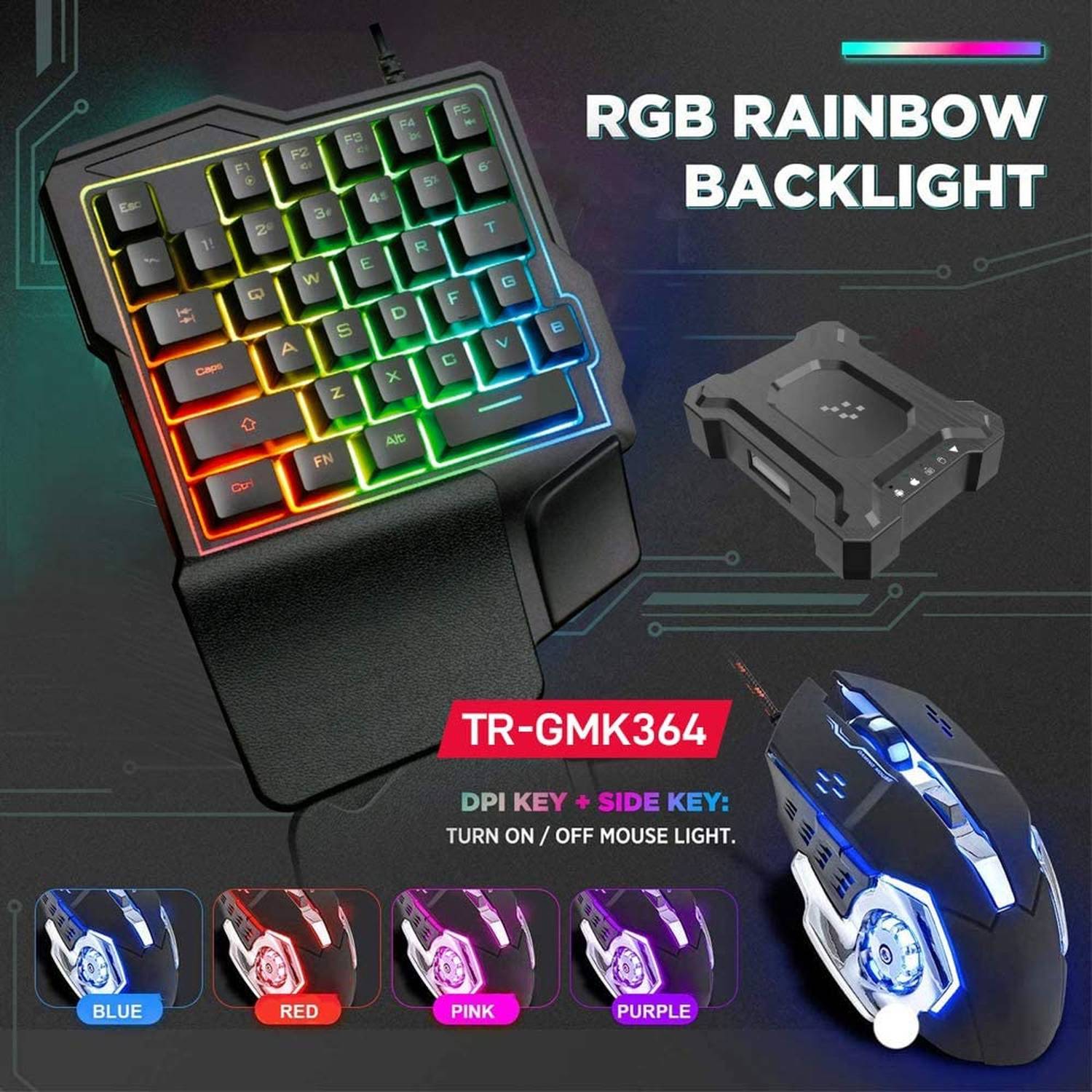 Trands One Handed Keyboard/Mouse Black Trands One Handed Keyboard/Mouse Black