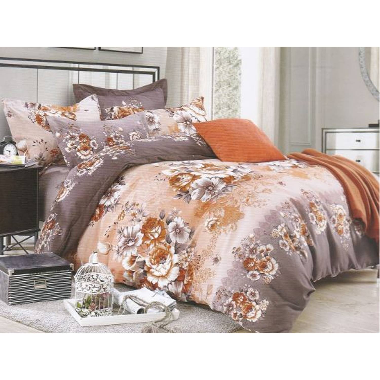 3pcs Flat Sheet Bedding Set Brown/Orange Printed 270X280cm Flat Sheet 2pcs Pillow Case 48 X 74cm 3pcs Flat Sheet Bedding Set Brown/Orange Printed 270X280cm Flat Sheet 2pcs Pillow Case 48 X 74cm
