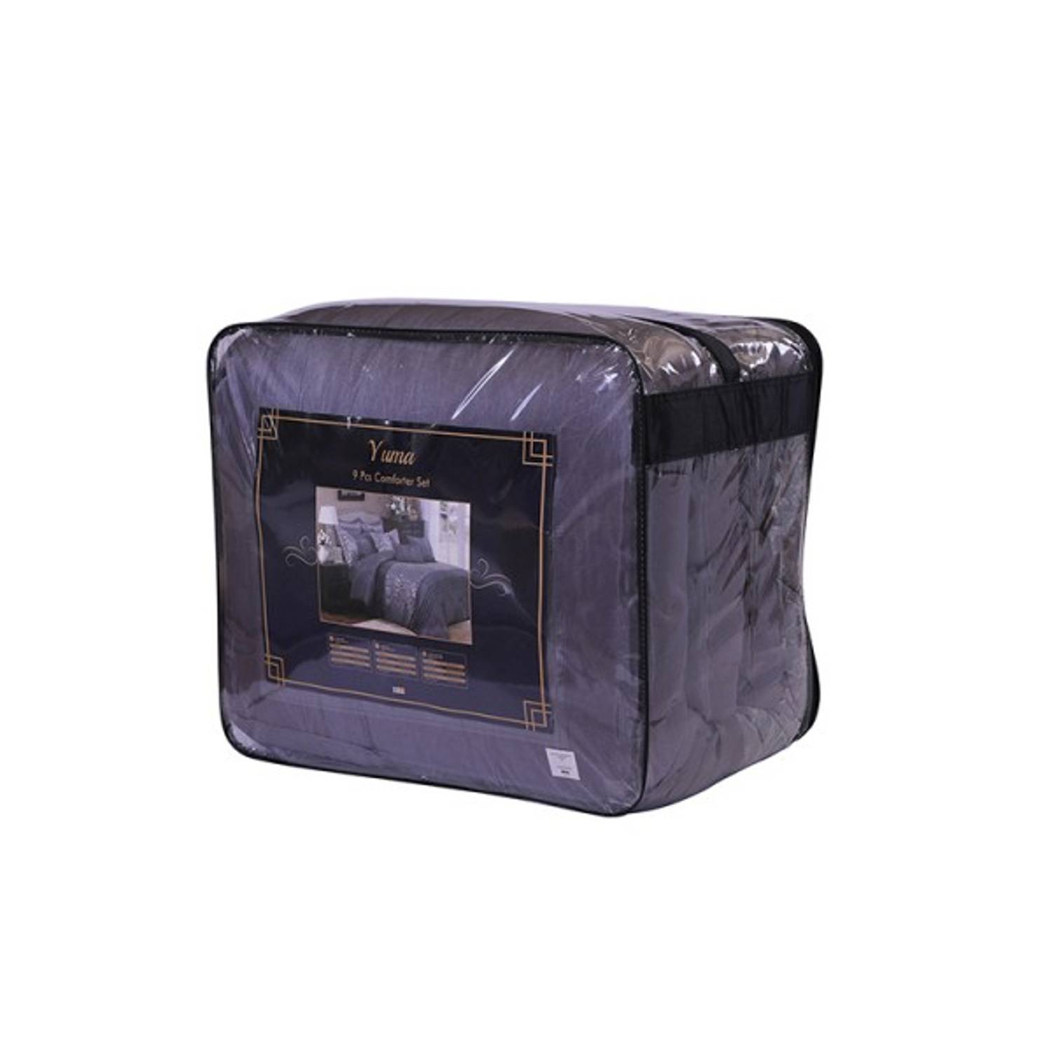 Yuma Comforter Set 9pcs 240x260cm Grey Yuma Comforter Set 9pcs 240x260cm Grey