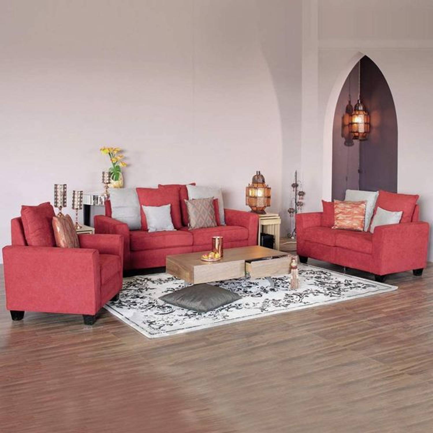 Alessandra 3 Seater Fabric Sofa 202*86.5*96 cm Alessandra 3 Seater Fabric Sofa 202*86.5*96 cm