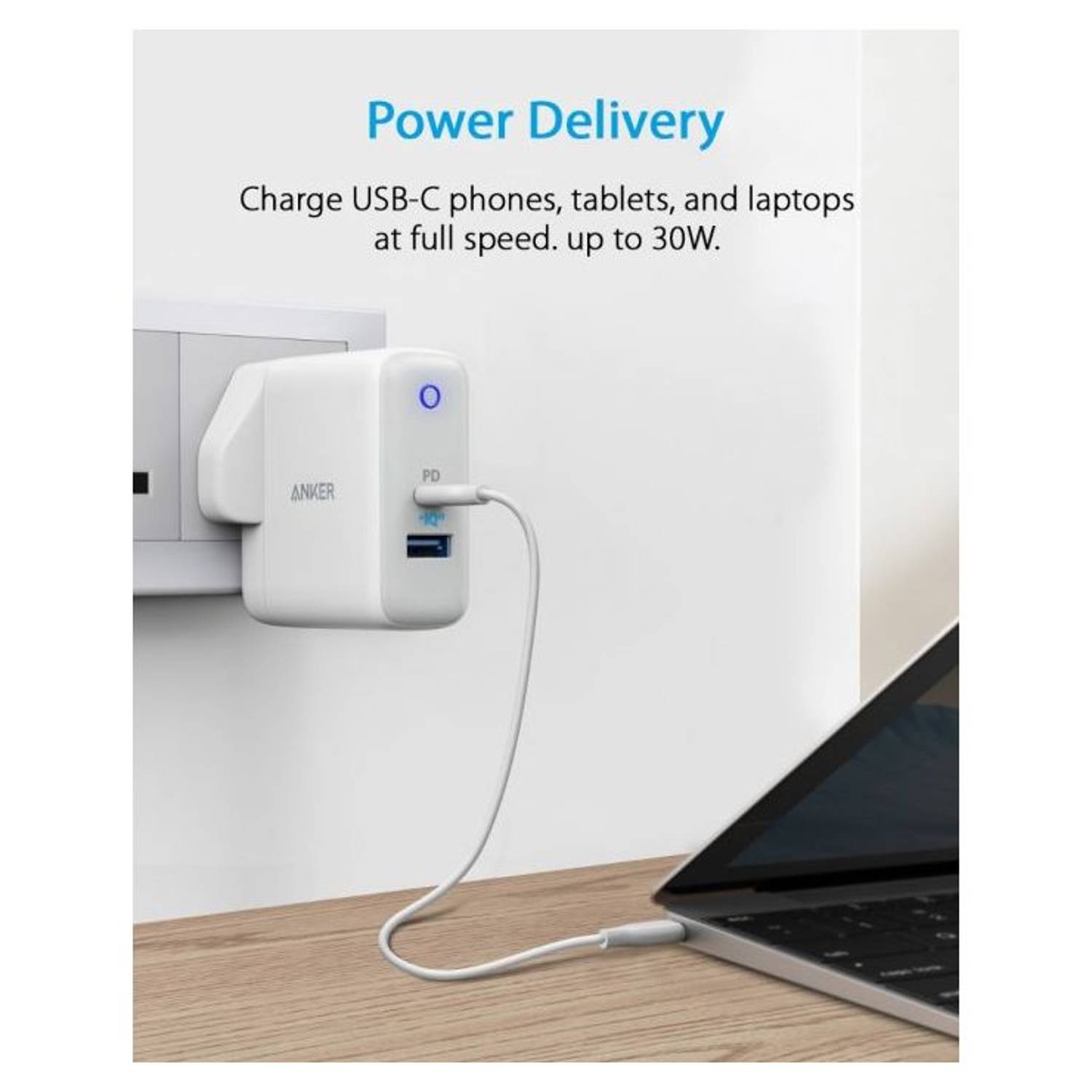 Anker Powerport ii PD With USB-C PD And Poweriq 2.0 Wall Charger White Anker Powerport ii PD With USB-C PD And Poweriq 2.0 Wall Charger White