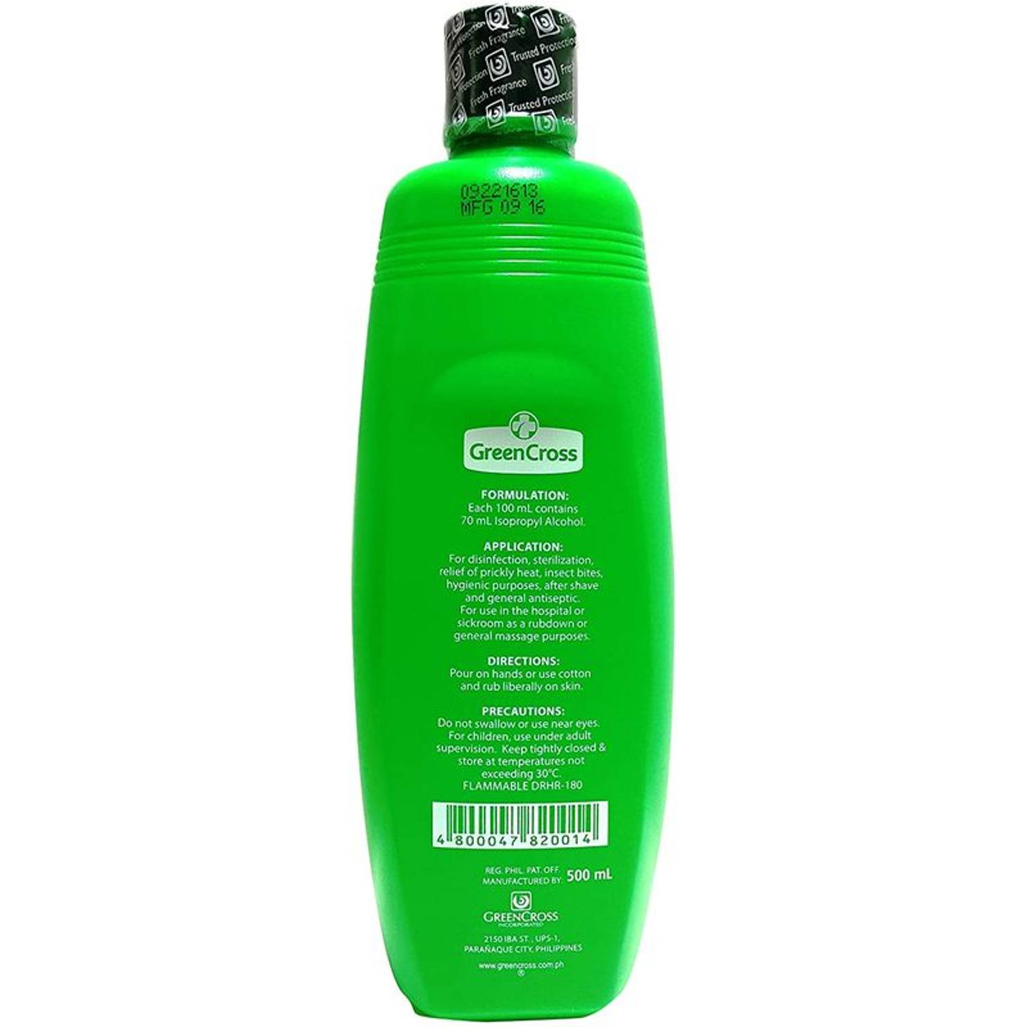 Green Cross Isopropyl Alcohol Sanitizer 500ml Green Cross Isopropyl Alcohol Sanitizer 500ml