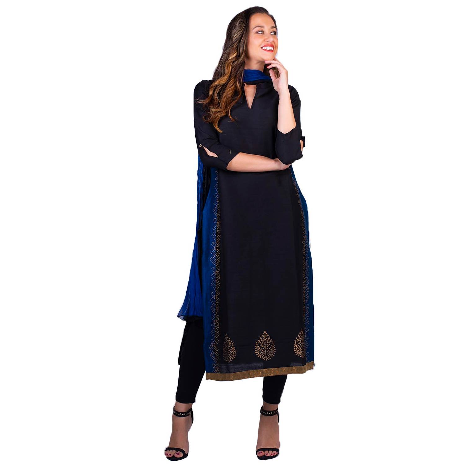 IMARA Black & Blue Kurta Set Size XL IMARA Black & Blue Kurta Set Size XL
