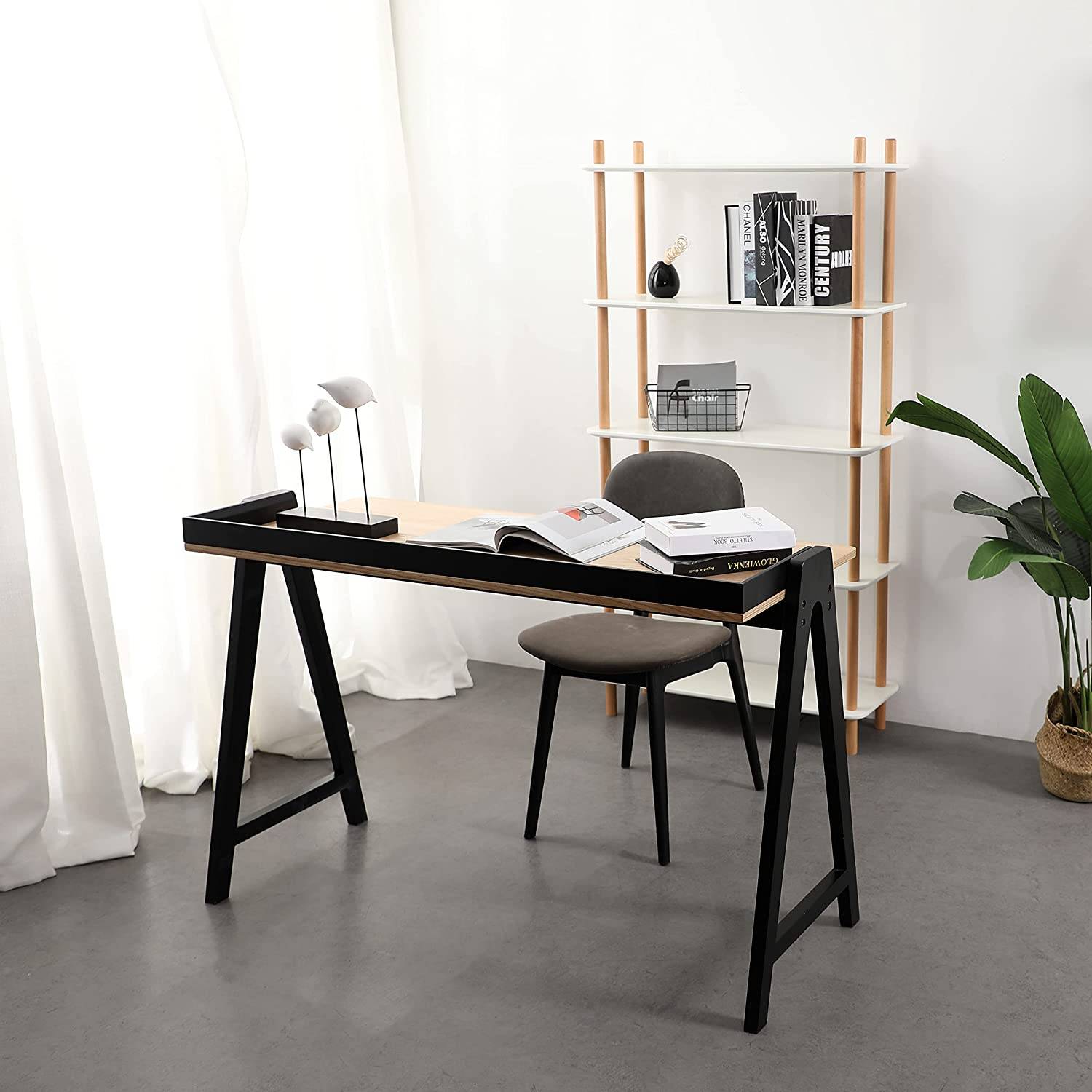 Daamudi Kai Desk, Modern Nordic Desk, Study Desk, Computer Desk For Home Office With Solid Wood Base & Oak Top Black Daamudi Kai Desk, Modern Nordic Desk, Study Desk, Computer Desk For Home Office With Solid Wood Base & Oak Top Black