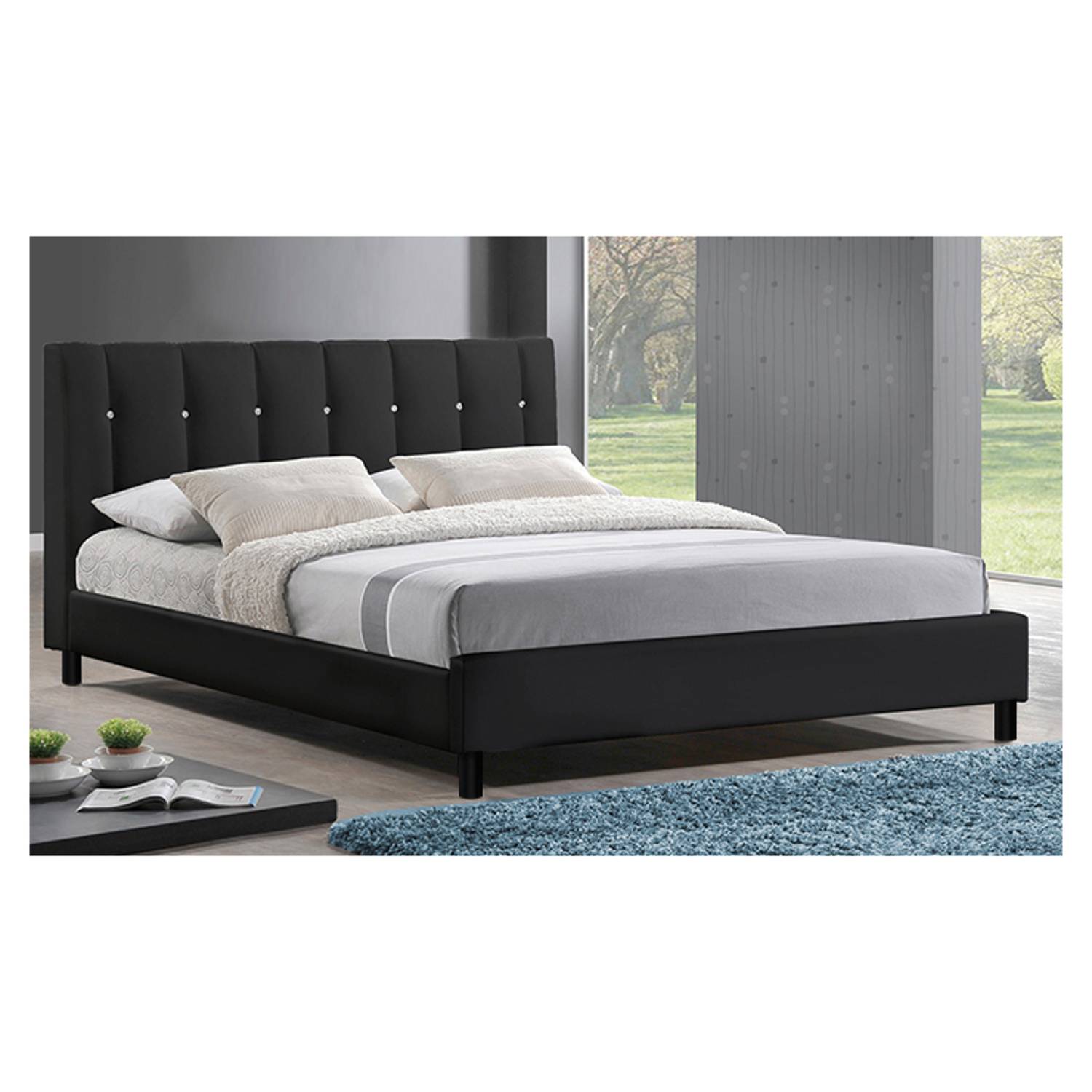 Vino Modern King Bed with Mattress Black Vino Modern King Bed with Mattress Black
