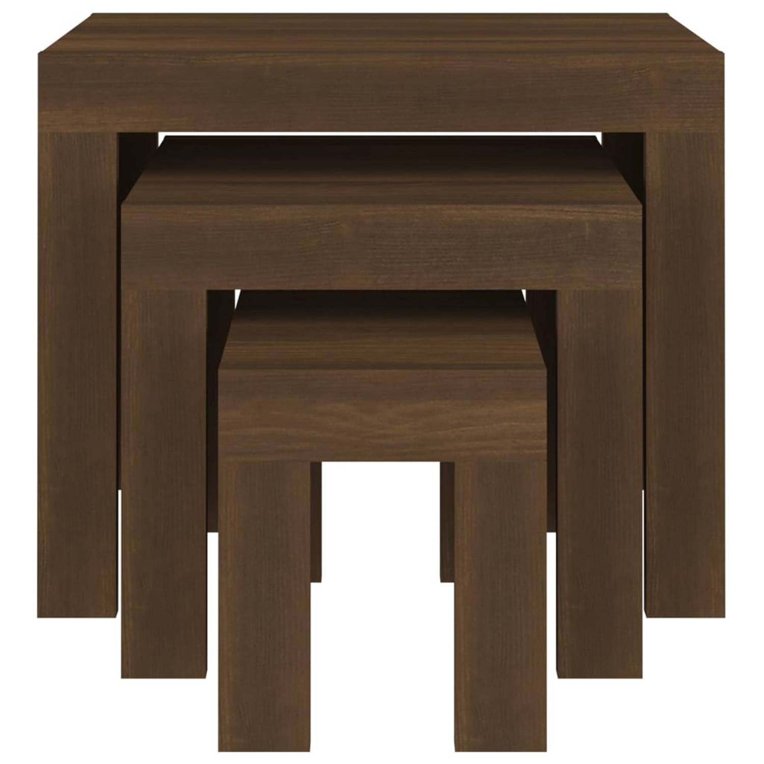 vidaXL Nesting Coffee Tables 3 pcs Brown Oak Engineered Wood vidaXL Nesting Coffee Tables 3 pcs Brown Oak Engineered Wood