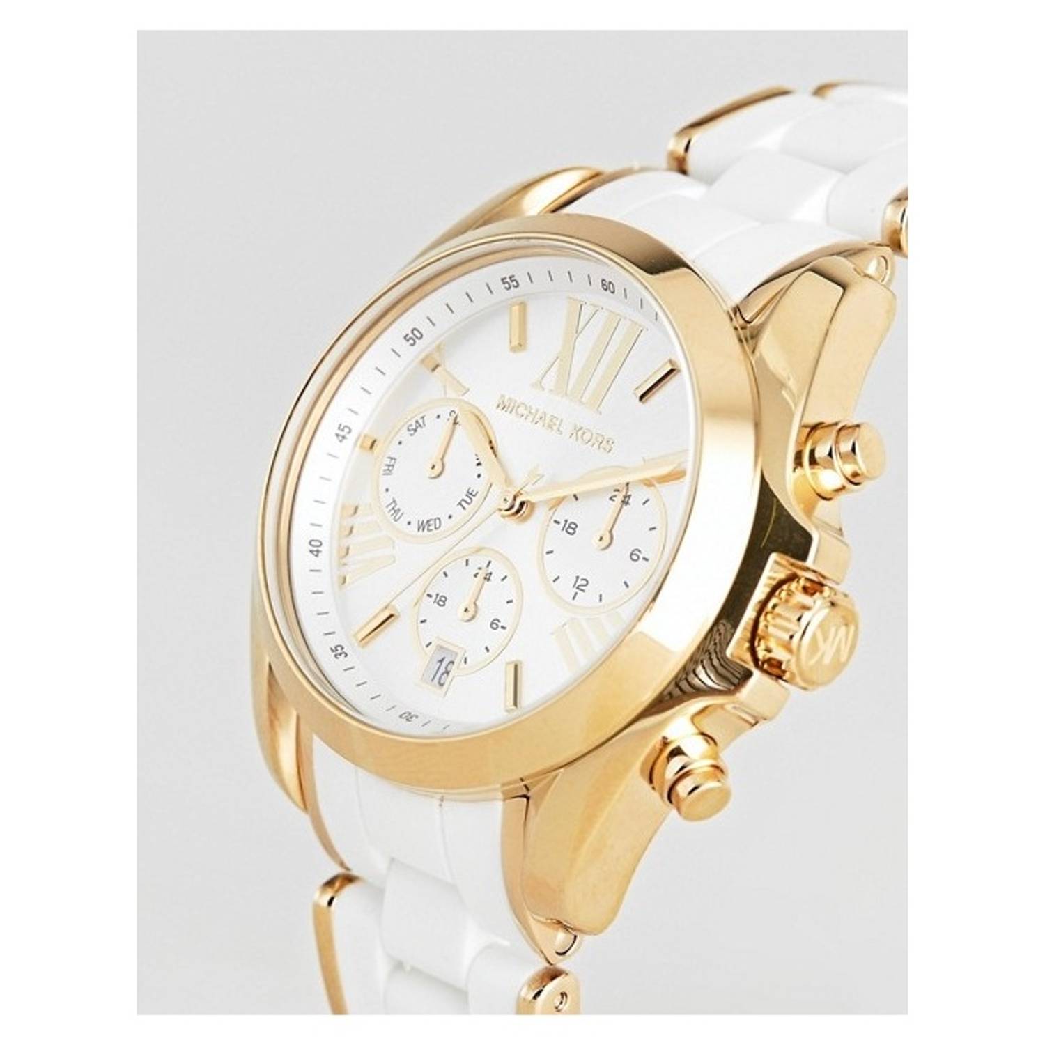 Michael Kors Ladies's Bradshaw Gold-Tone and White Silicone Watch Michael Kors Ladies's Bradshaw Gold-Tone and White Silicone Watch
